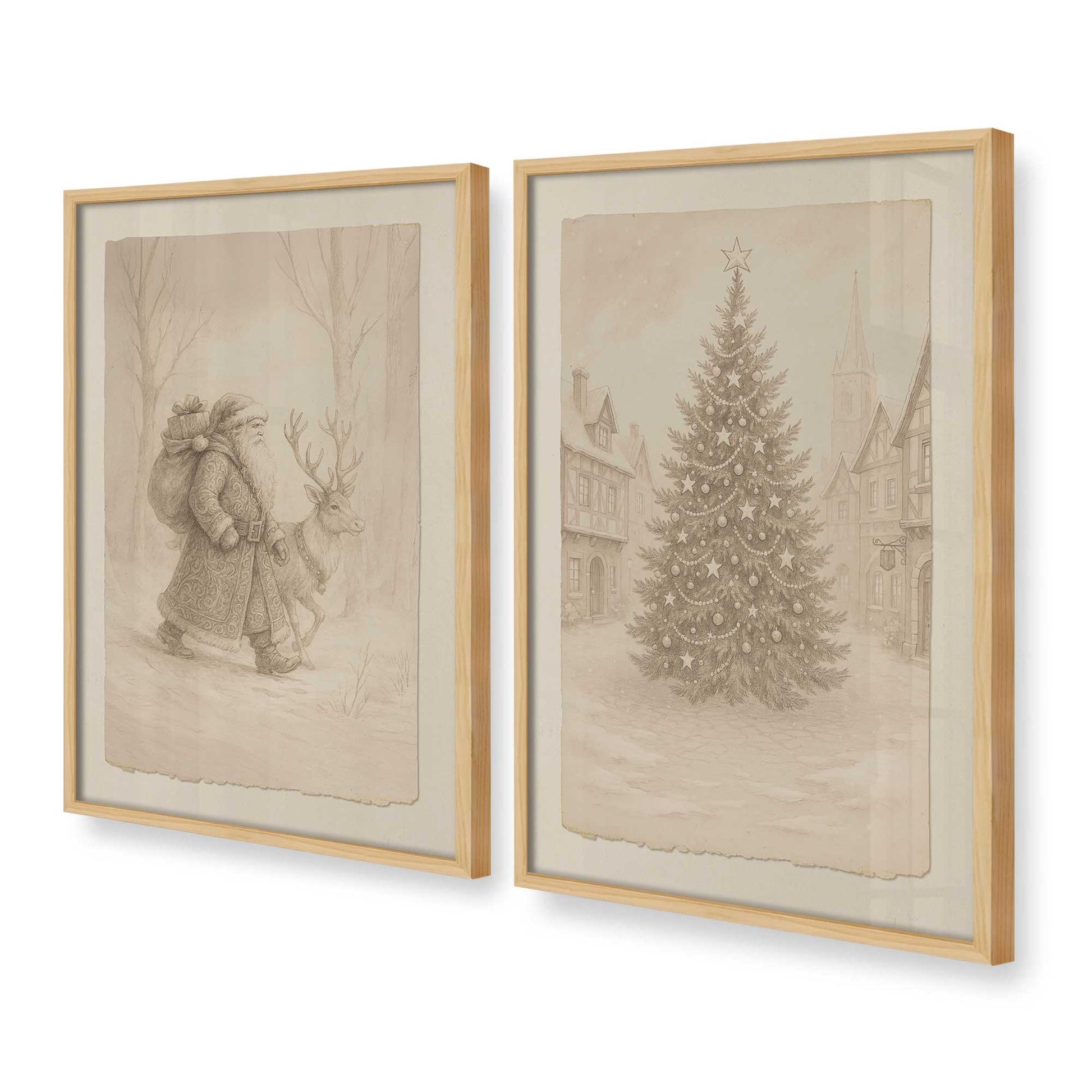 [Color:American Maple], Picture of art in a American Maple frame at an angle