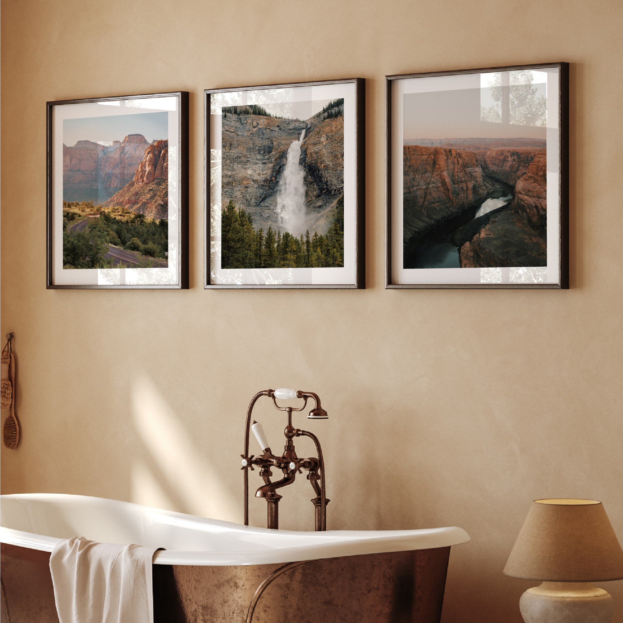 mountain roads print framed on the wall