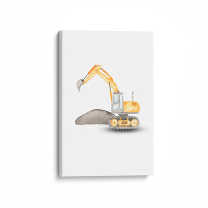 Construction Vehicles, Set of 3 on Canvas