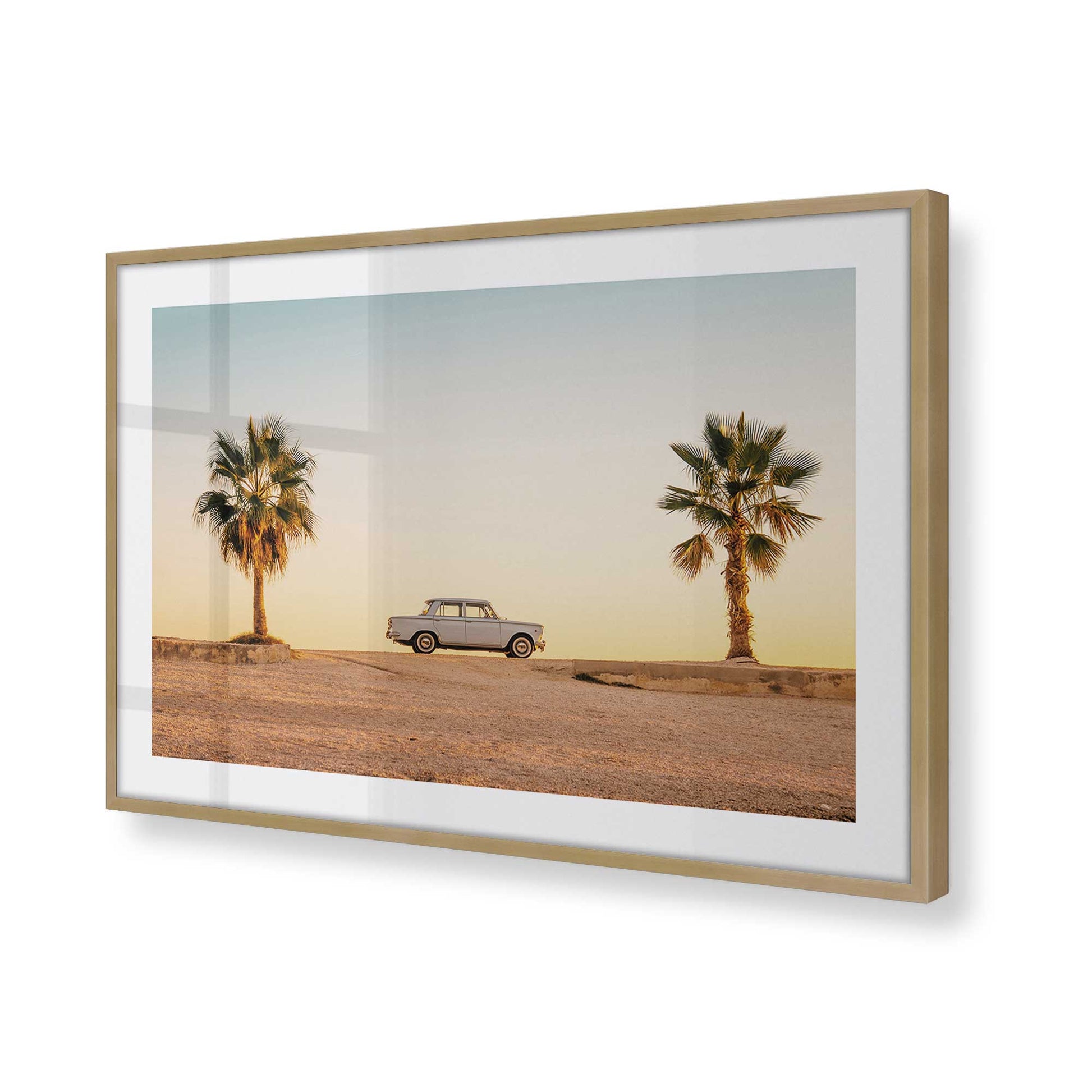 [Color:Brushed Gold] Picture of art in a Brushed Gold frame at an angle