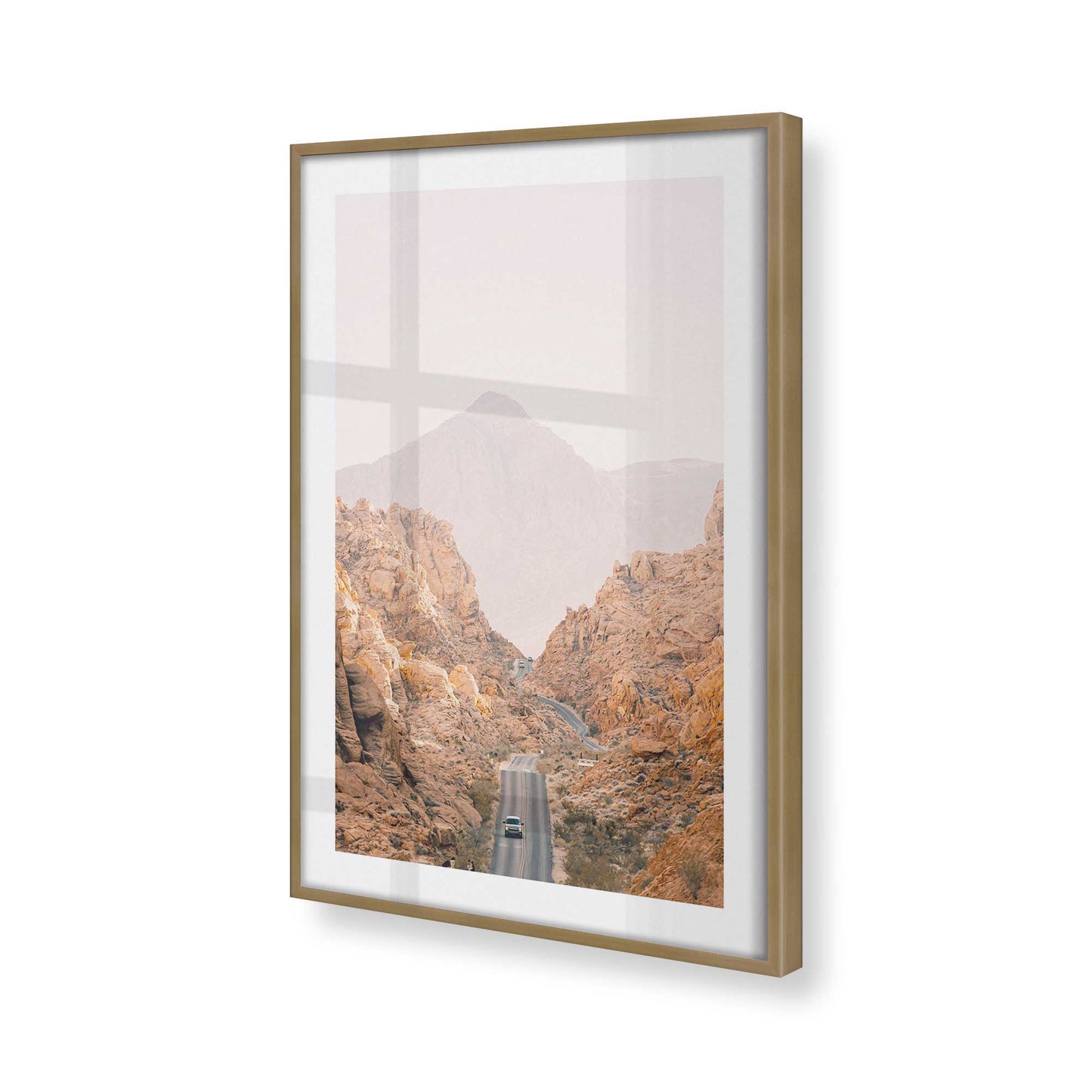 [Color:Brushed Gold] Picture of art in a Brushed Gold frame at an angle