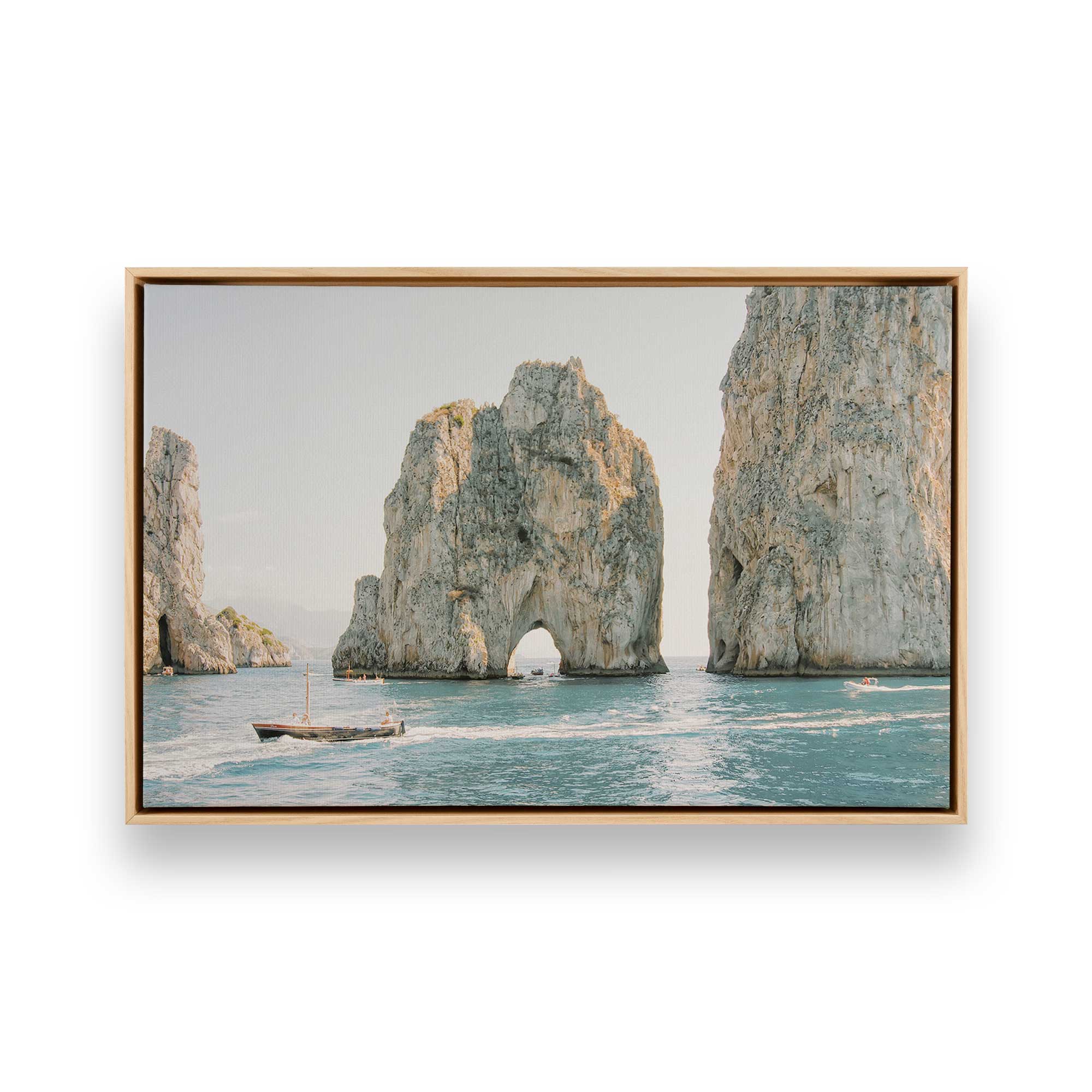 ocean arches photo art print framed in a natural frame