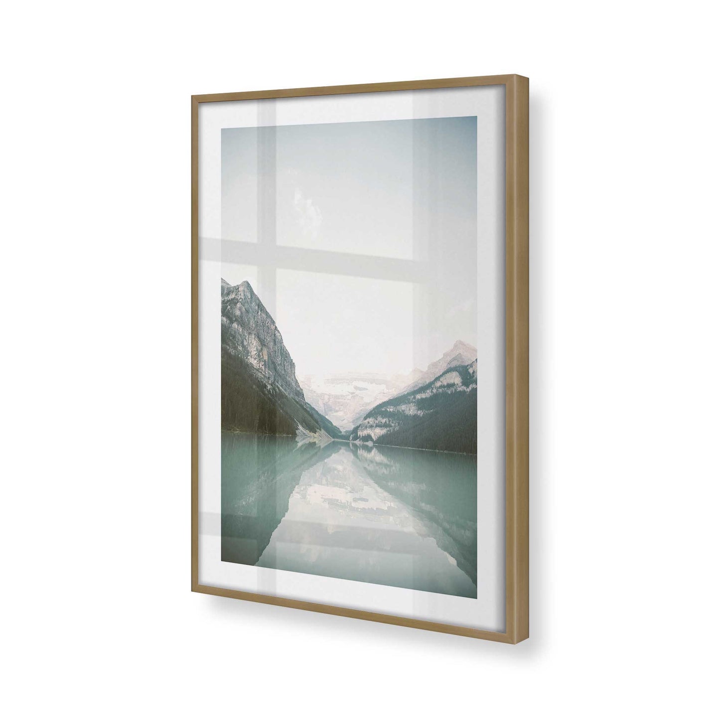 [Color:Brushed Gold] Picture of art in a Brushed Gold frame at an angle