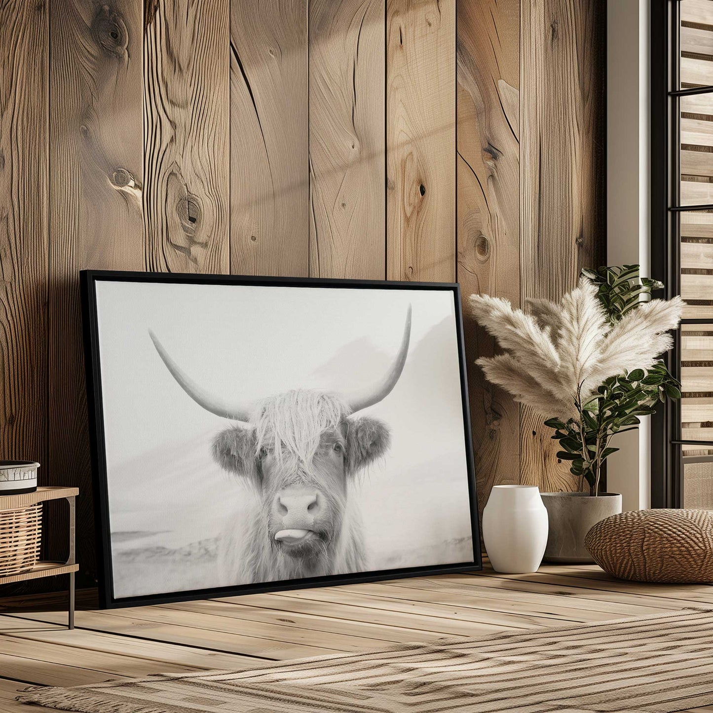 Playful Highland Cow Print on Canvas