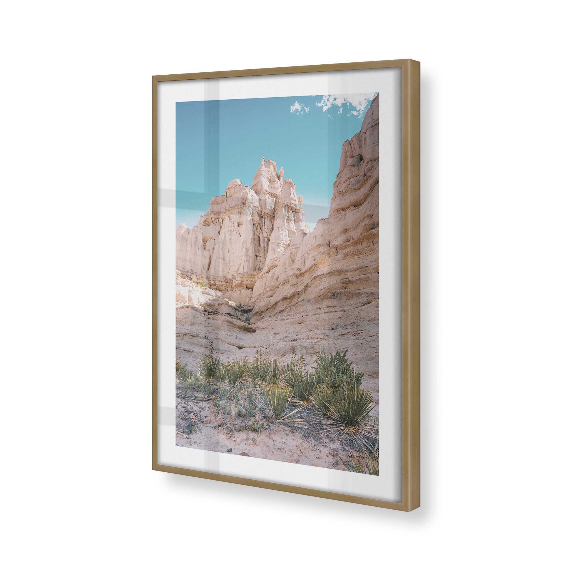 [Color:Brushed Gold] Picture of art in a Brushed Gold frame at an angle