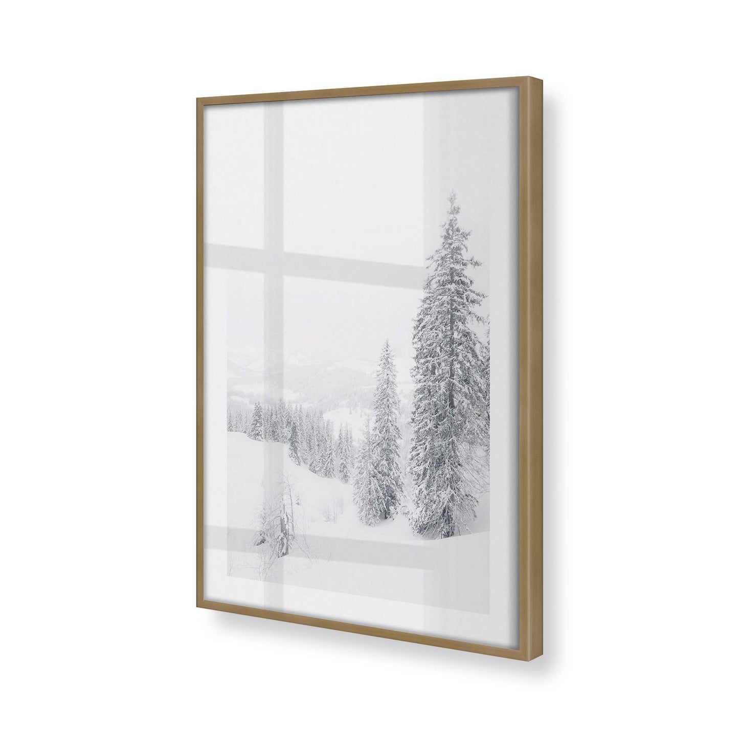 [Color:Brushed Gold] Picture of art in a Brushed Gold frame at an angle