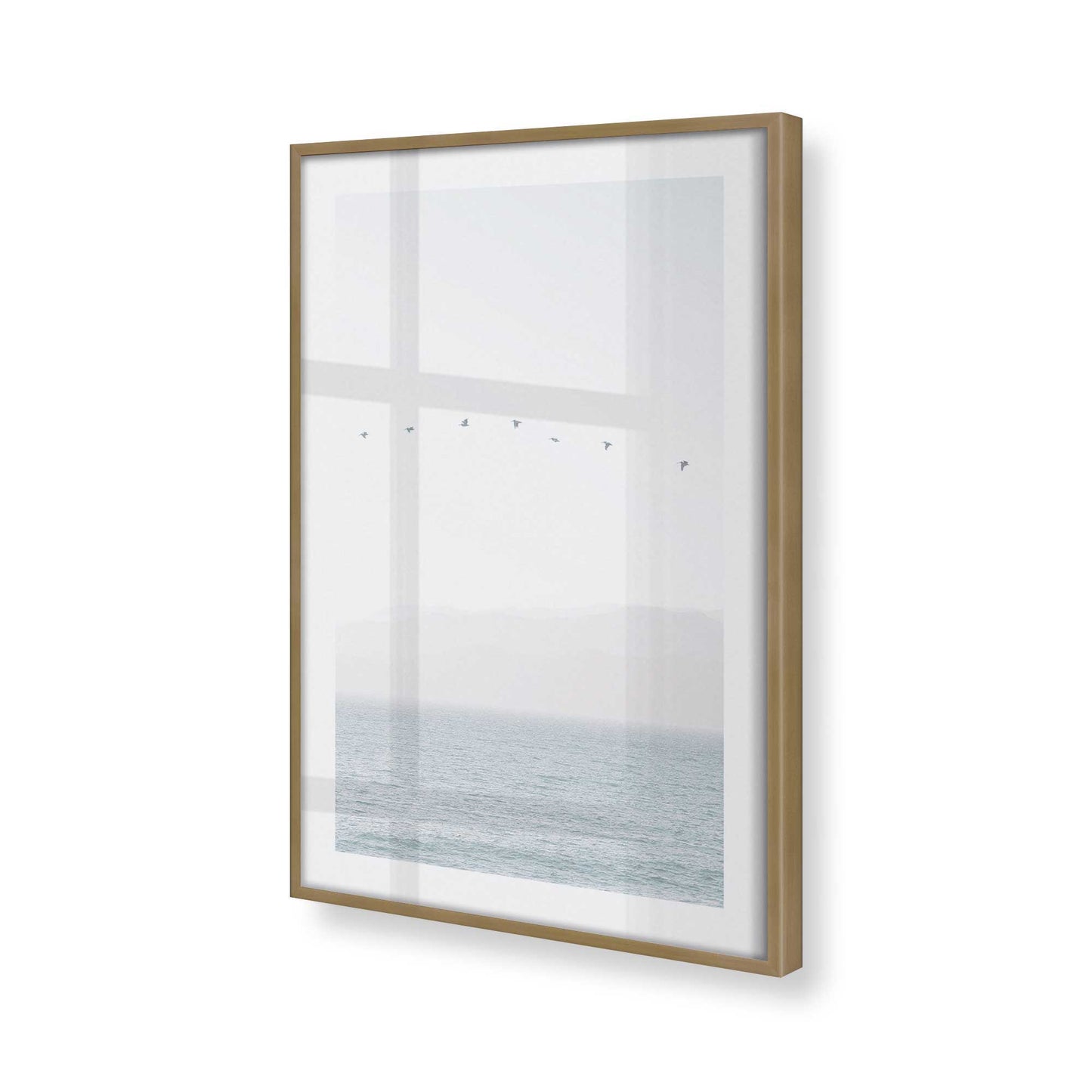 [Color:Brushed Gold] Picture of art in a Brushed Gold frame at an angle