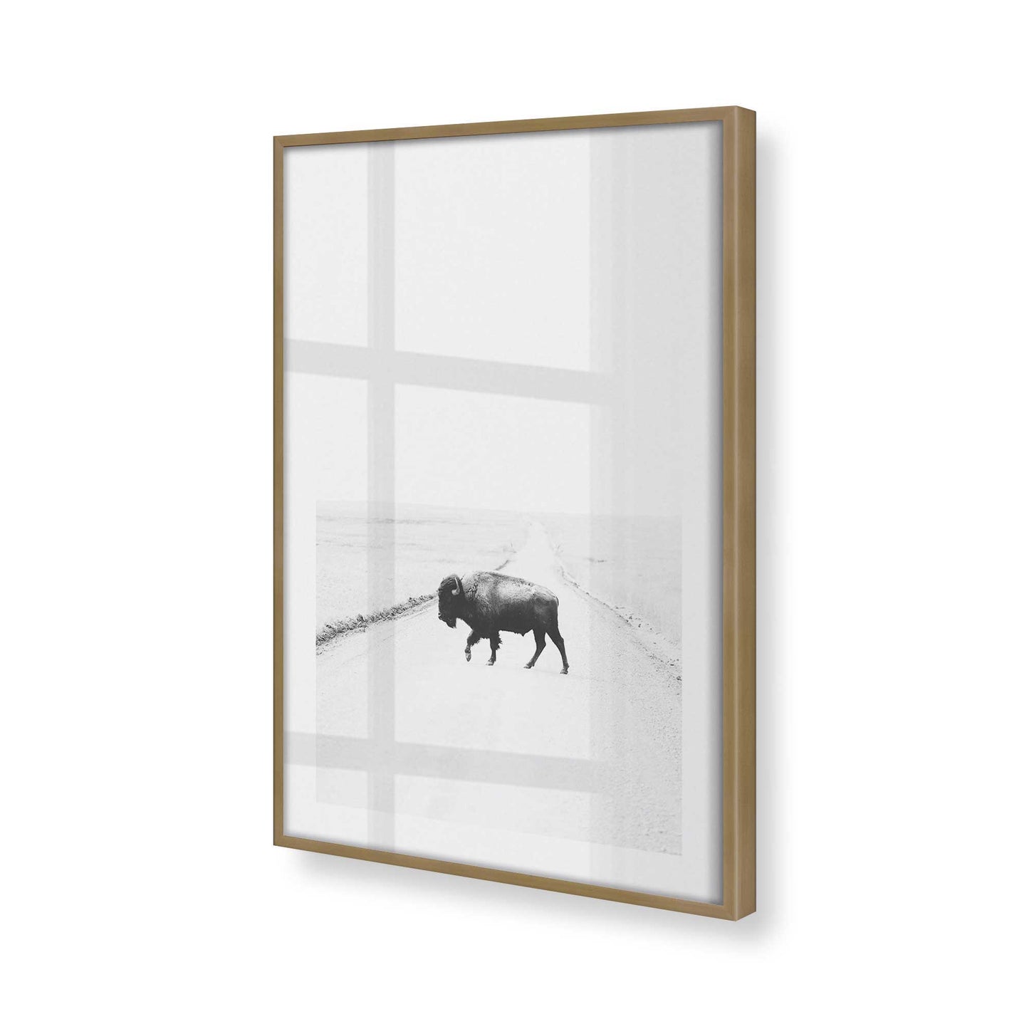 [Color:Brushed Gold] Picture of art in a Brushed Gold frame at an angle