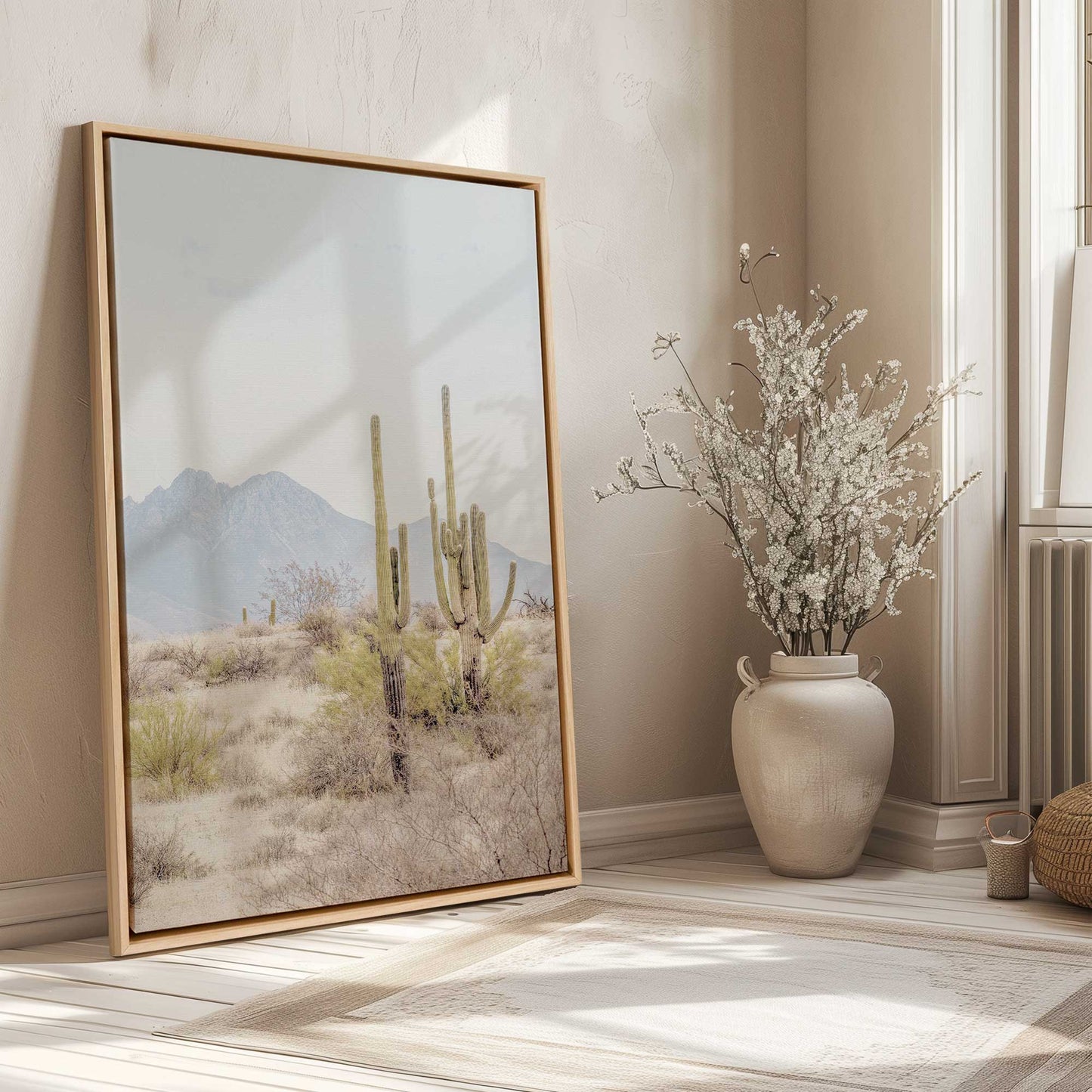 Mountain Cactus Scene Print on Canvas