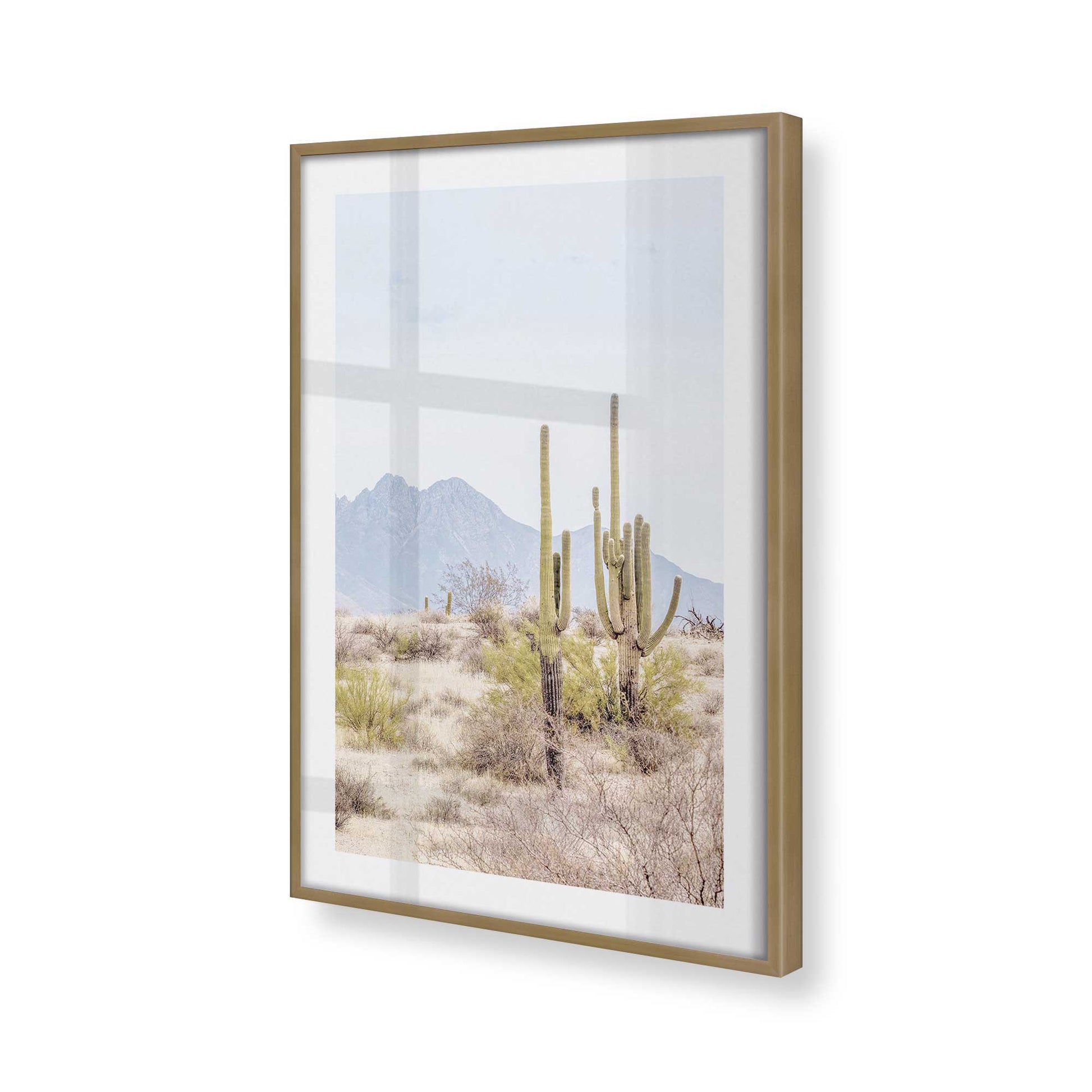 [Color:Brushed Gold] Picture of art in a Brushed Gold frame at an angle