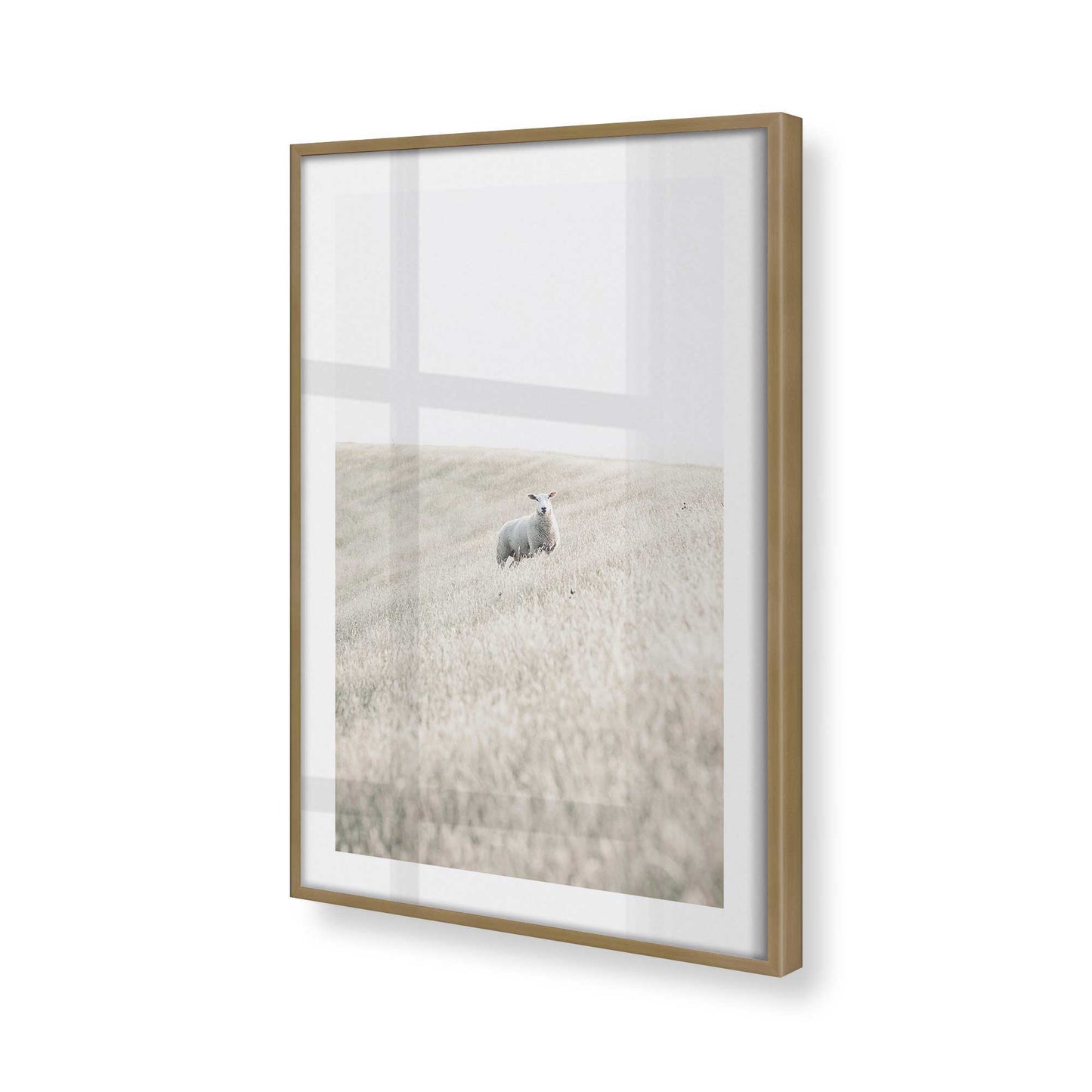 [Color:Brushed Gold] Picture of art in a Brushed Gold frame at an angle