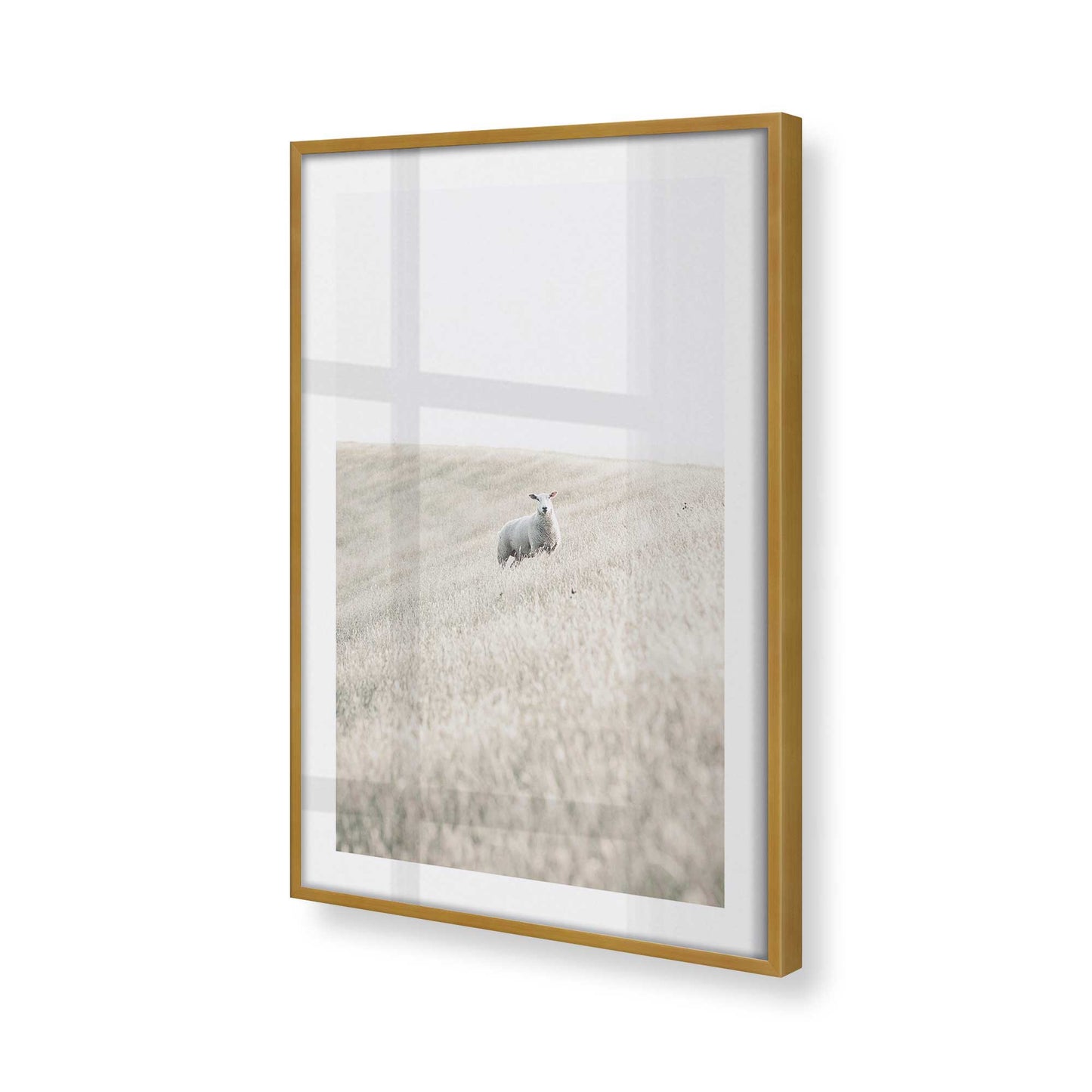 [Color:Polished Gold] Picture of art in a Polished Gold frame at an angle