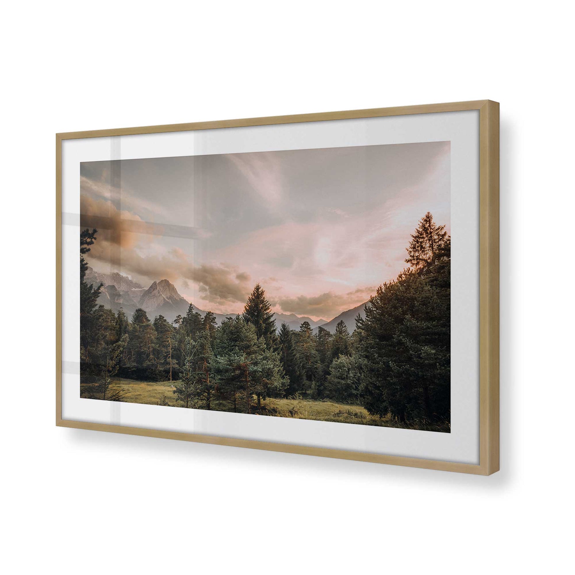 [Color:Brushed Gold] Picture of art in a Brushed Gold frame at an angle