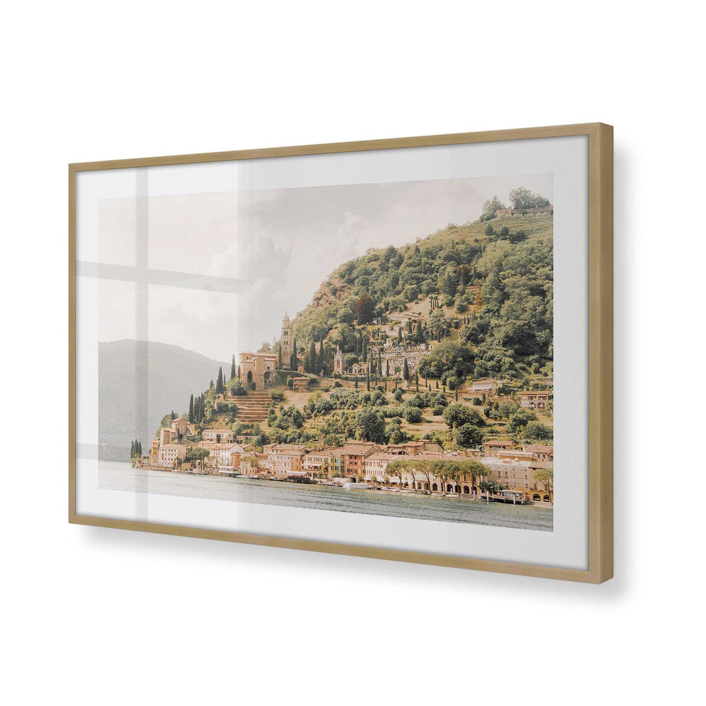 [Color:Brushed Gold] Picture of art in a Brushed Gold frame at an angle