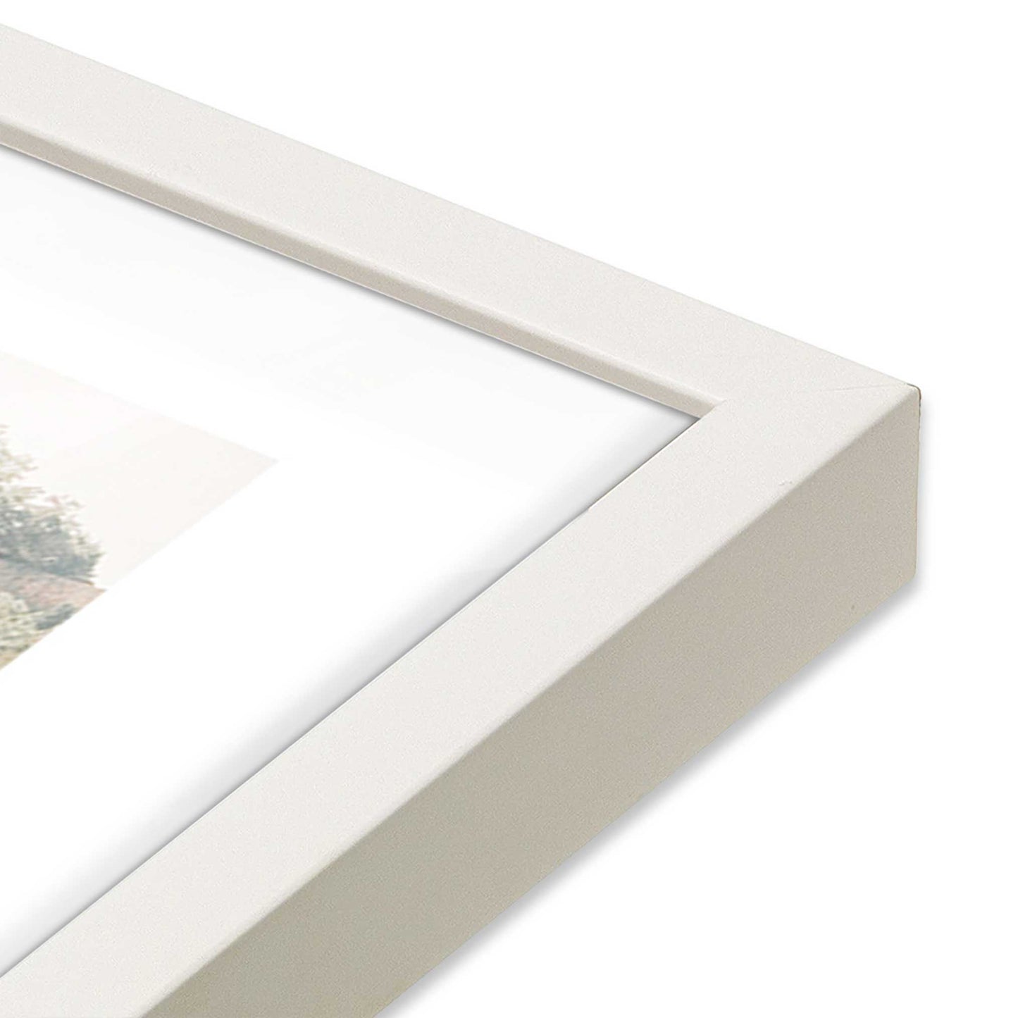 [Color:Opaque White] Picture of art in a Opaque White frame of the corner