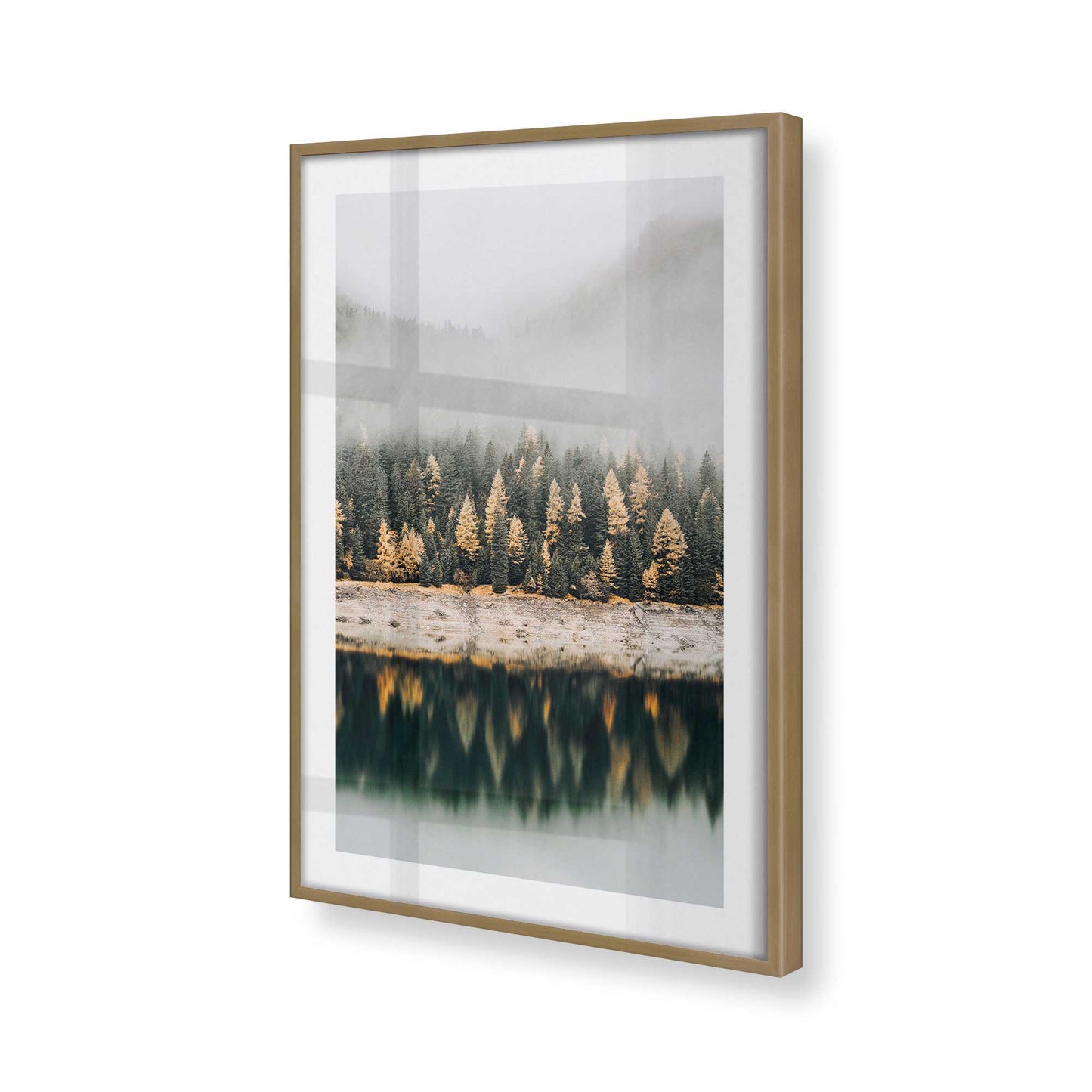 [Color:Brushed Gold] Picture of art in a Brushed Gold frame at an angle