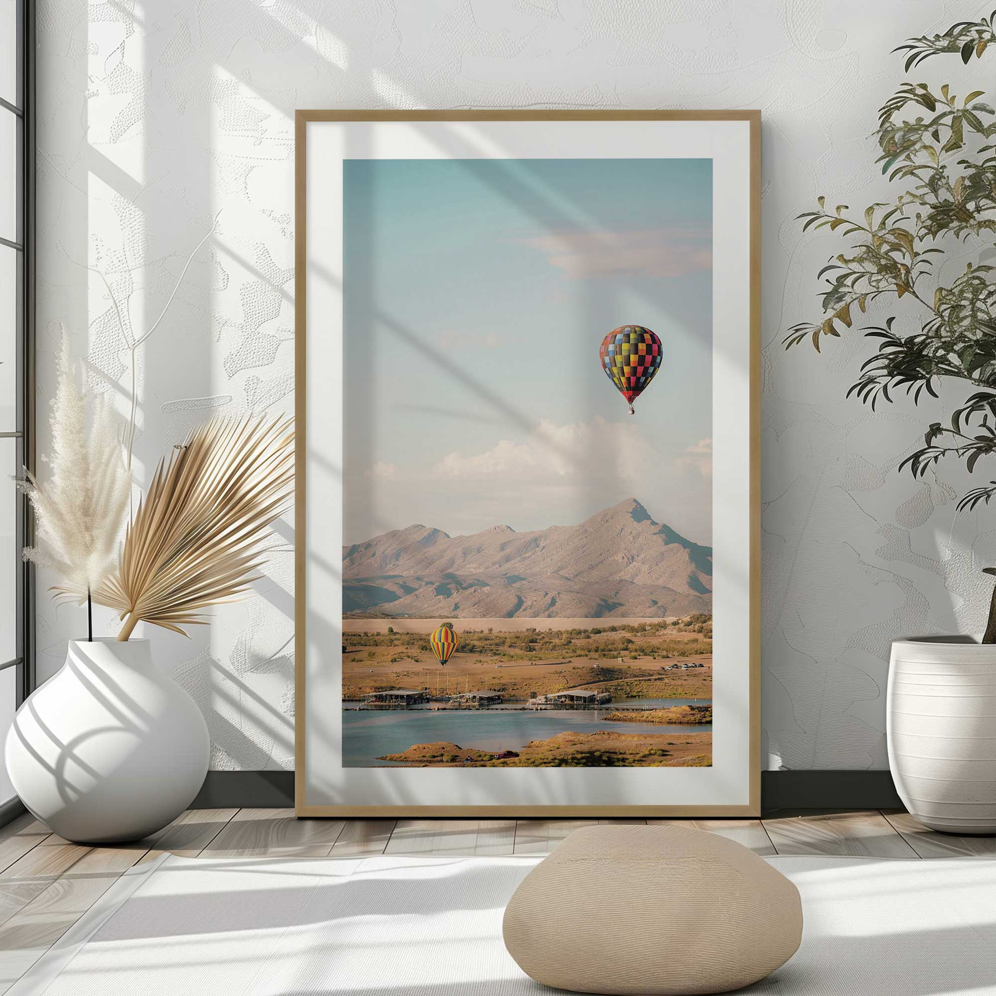 floating dreams print in a wooden frame