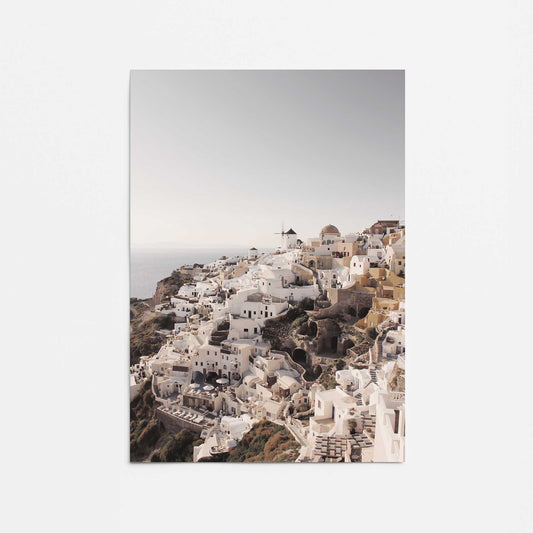 Santorini's Serene Cliffs Promotional Rolled Print