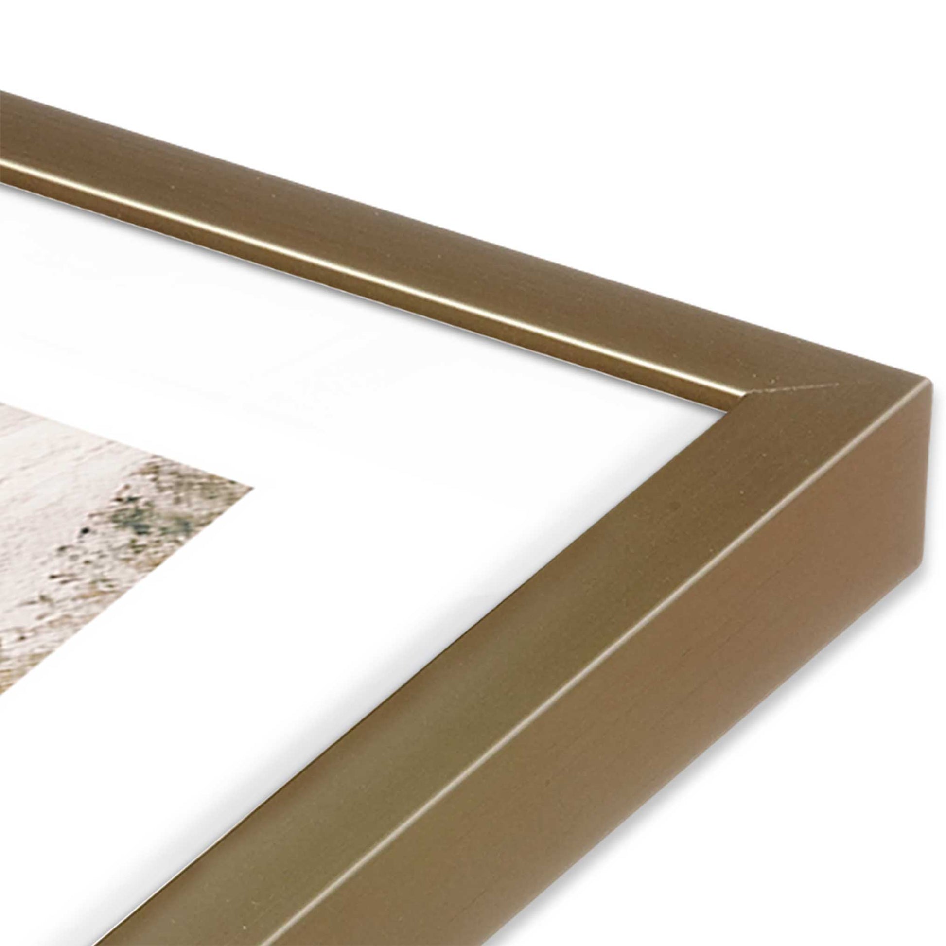 [Color:Brushed Gold] Picture of art in a Brushed Gold frame at an angle