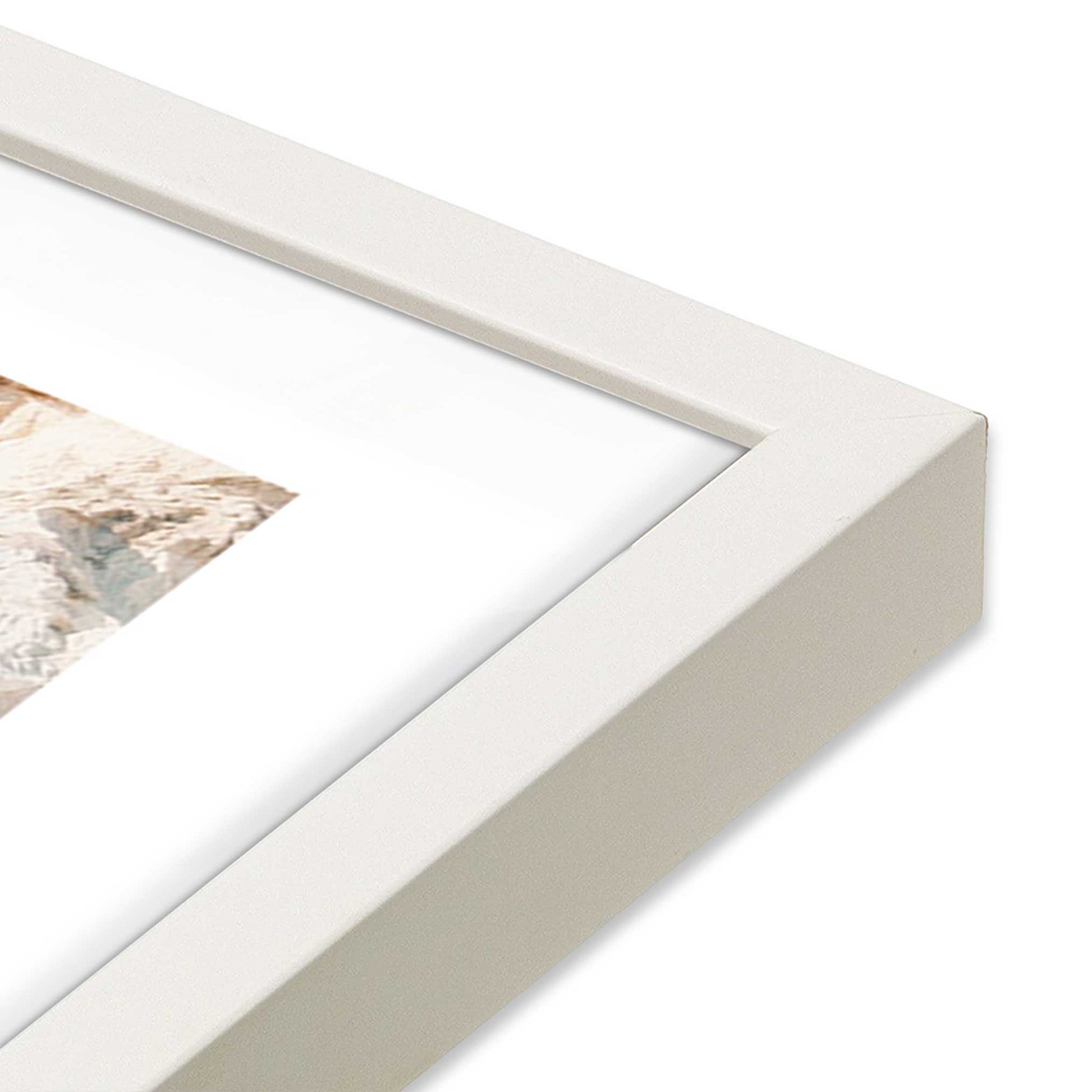 [Color:Opaque White] Picture of art in a Opaque White frame at an angle