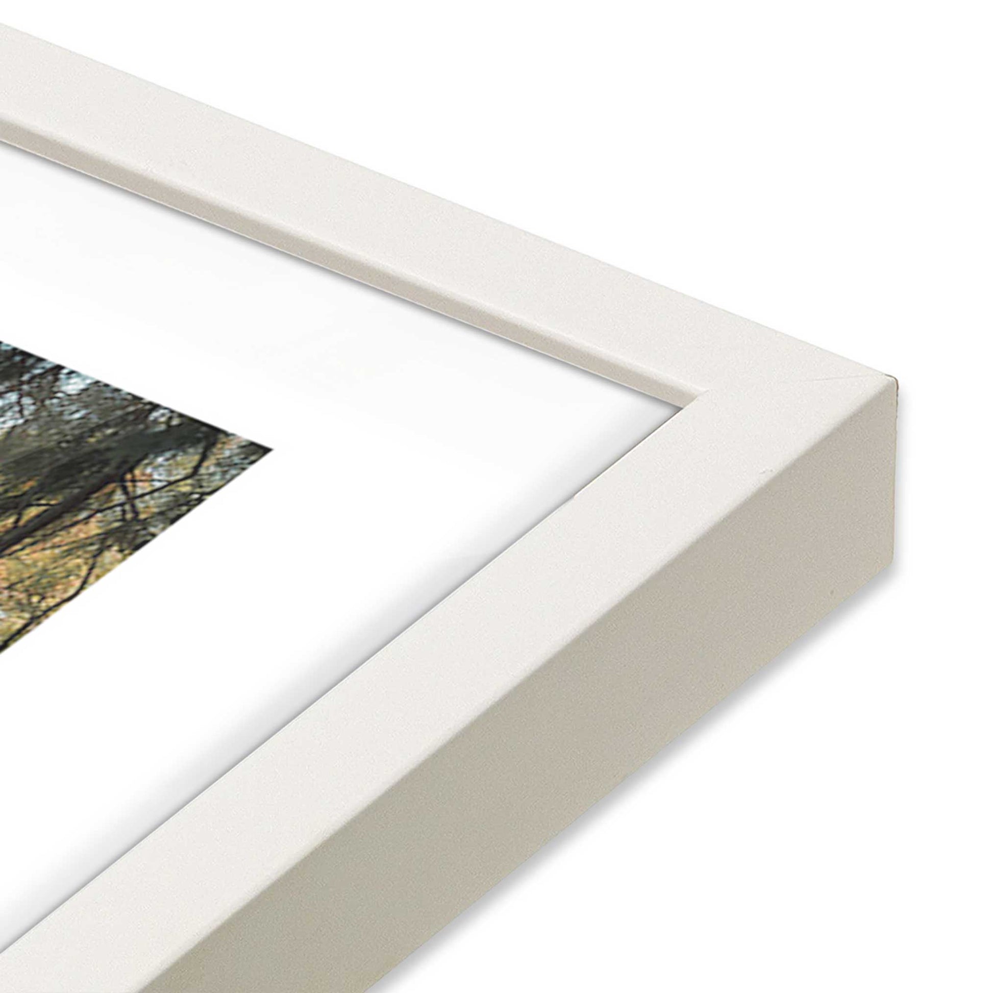 [Color:Opaque White] Picture of art in a Opaque White frame at an angle