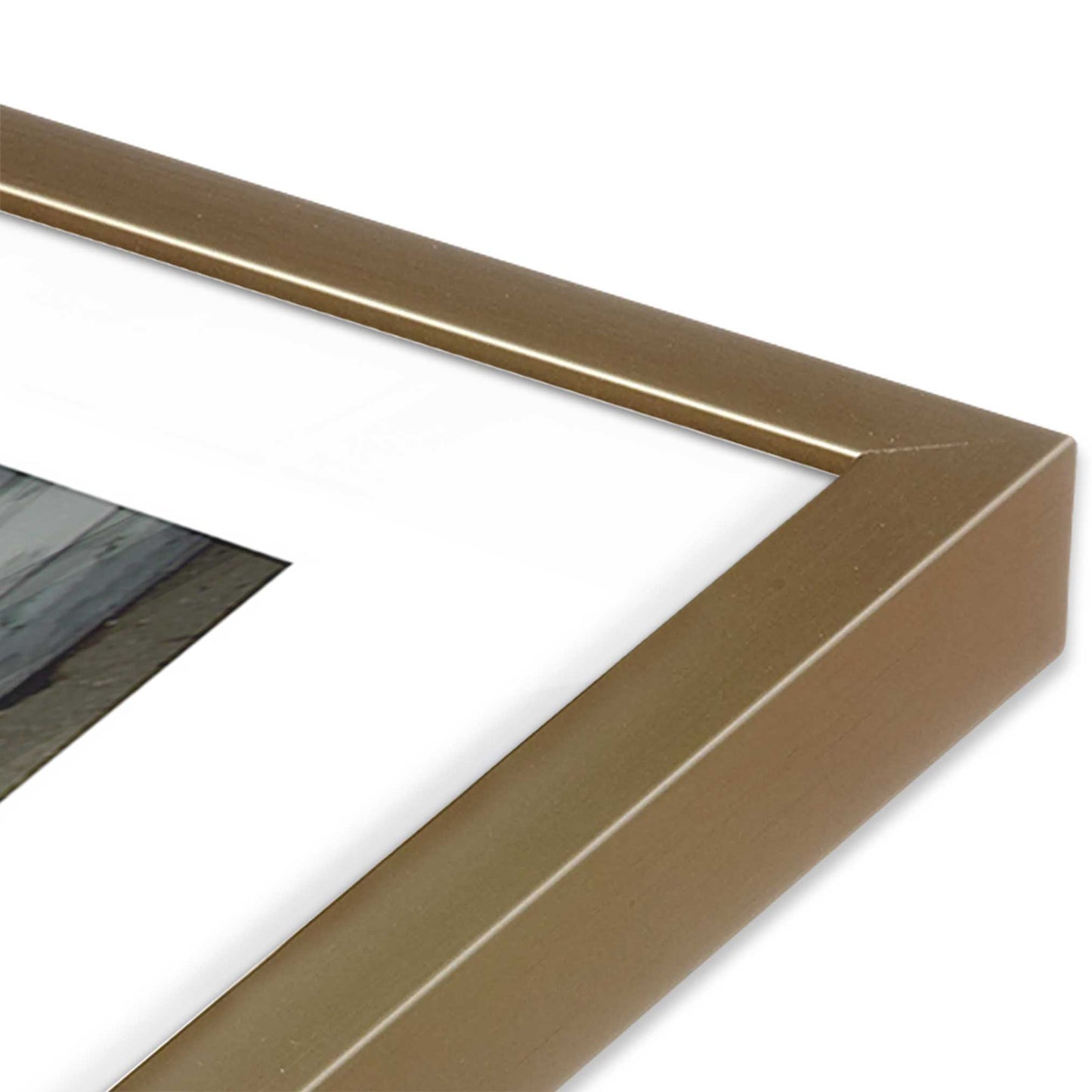 [Color:Brushed Gold] Picture of art in a Brushed Gold frame at an angle