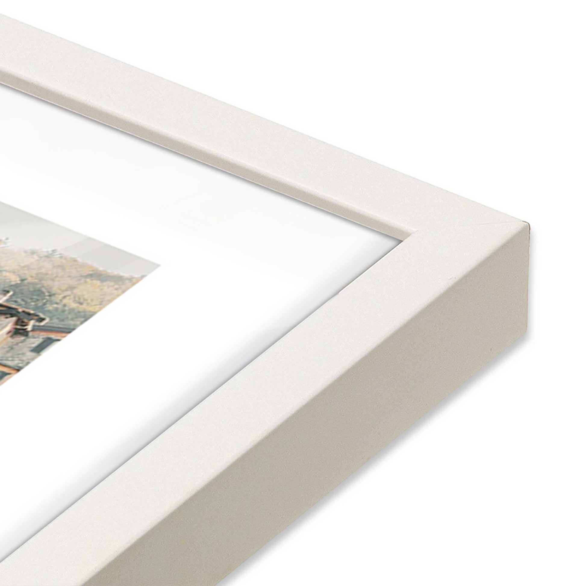 [Color:Opaque White] Picture of art in a Opaque White frame at an angle