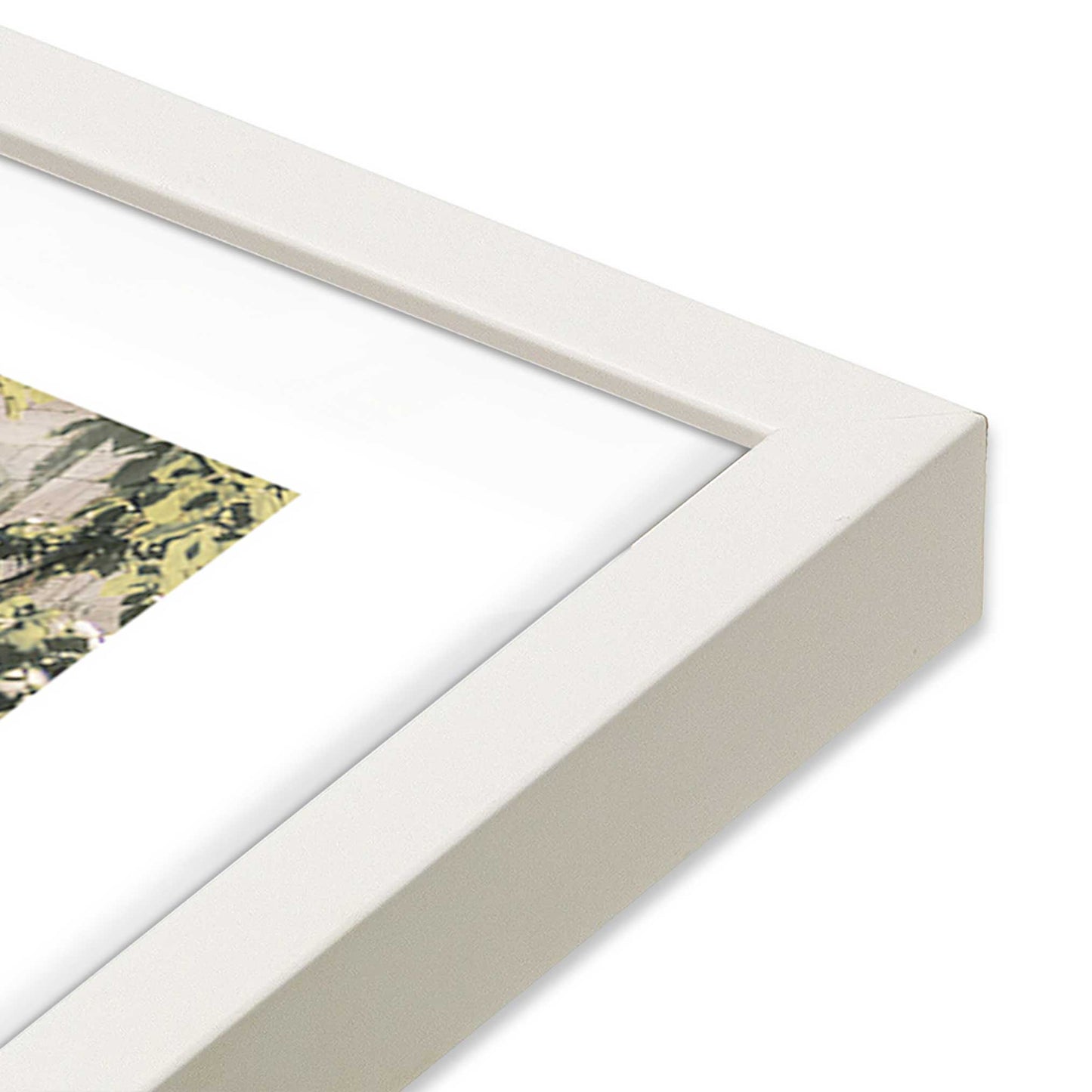 [Color:Opaque White] Picture of art in a Opaque White frame at an angle