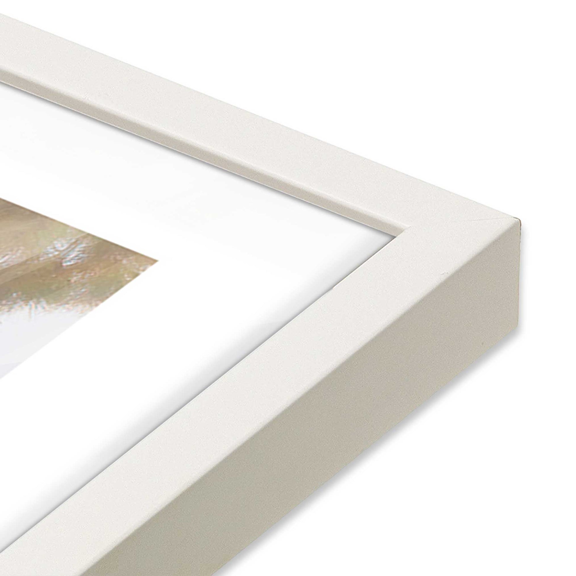 [Color:Opaque White] Picture of art in a Opaque White frame at an angle