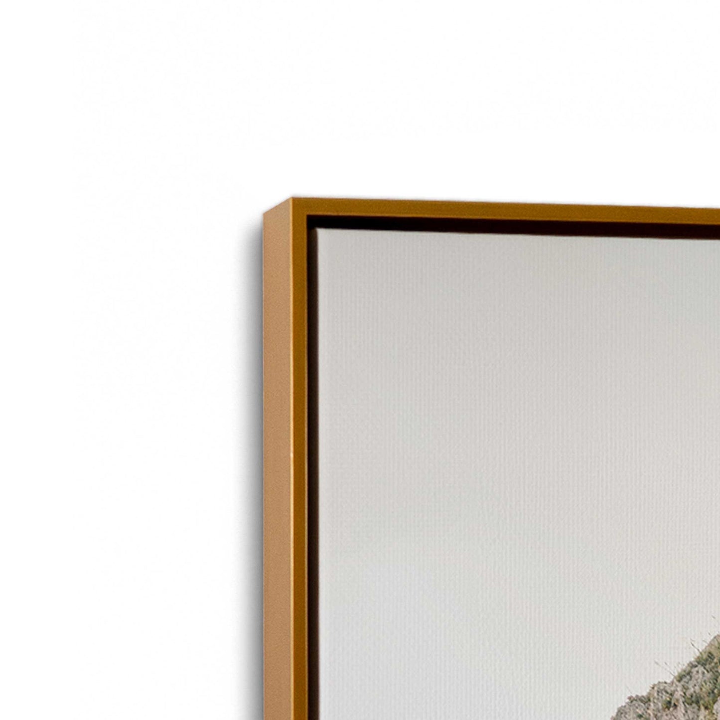 [Color:Polished Gold] Picture of art in a Polished Gold frame at an angle