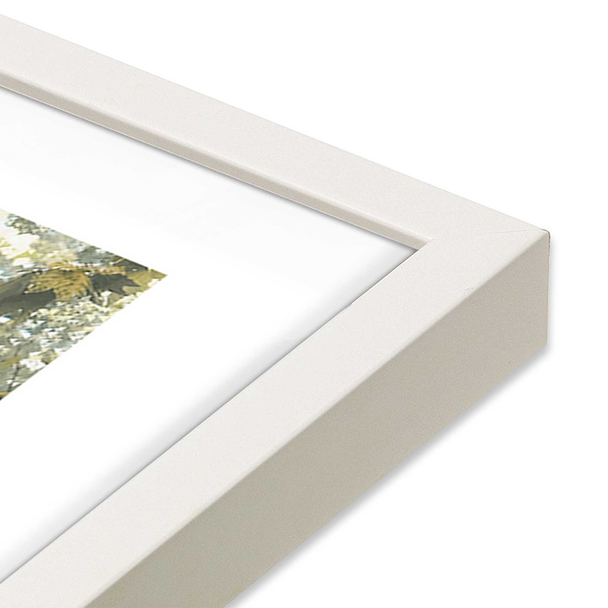 [Color:Opaque White] Picture of art in a Opaque White frame at an angle