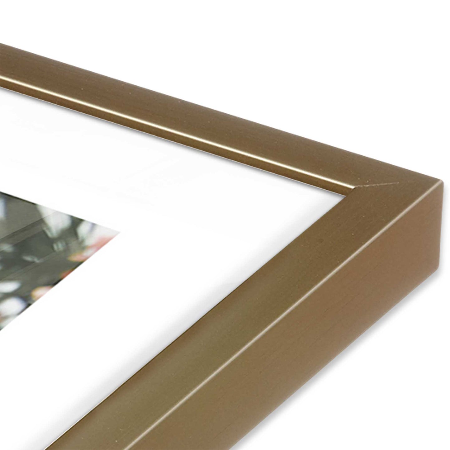 [Color:Brushed Gold] Picture of art in a Brushed Gold frame at an angle