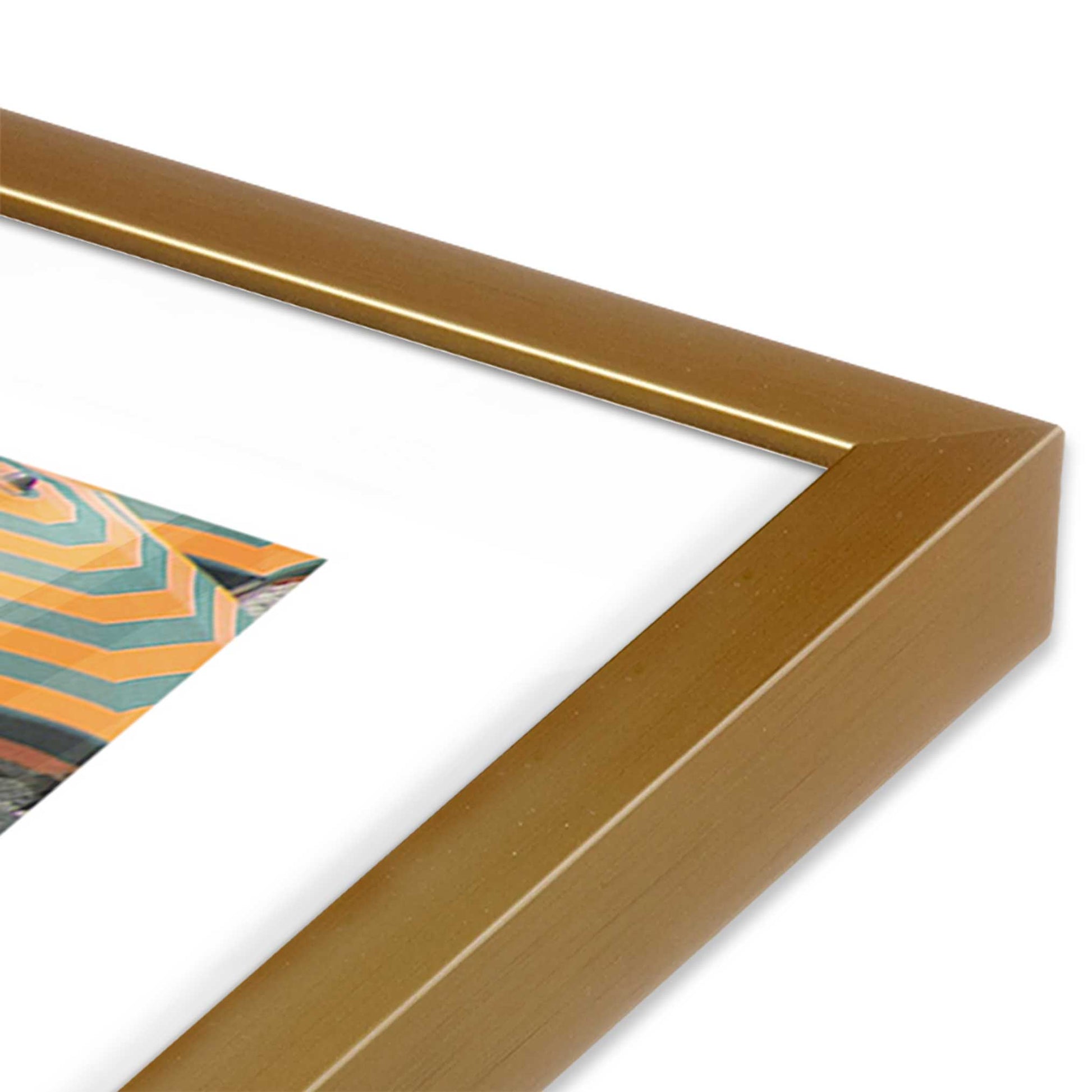 [Color:Polished Gold] Picture of art in a Polished Gold frame at an angle