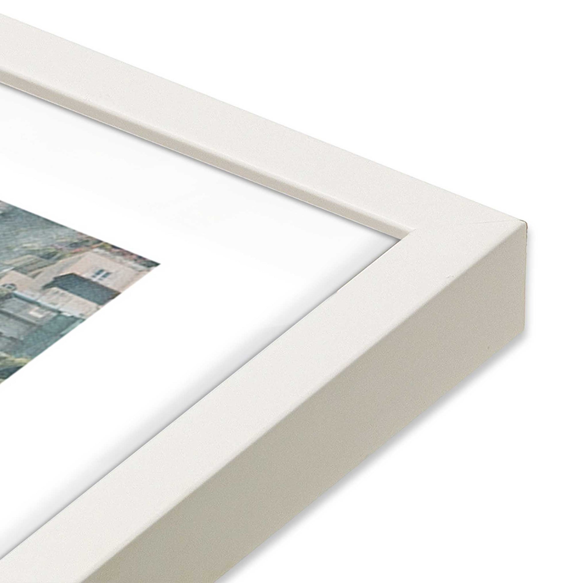 [Color:Opaque White] Picture of art in a Opaque White frame at an angle