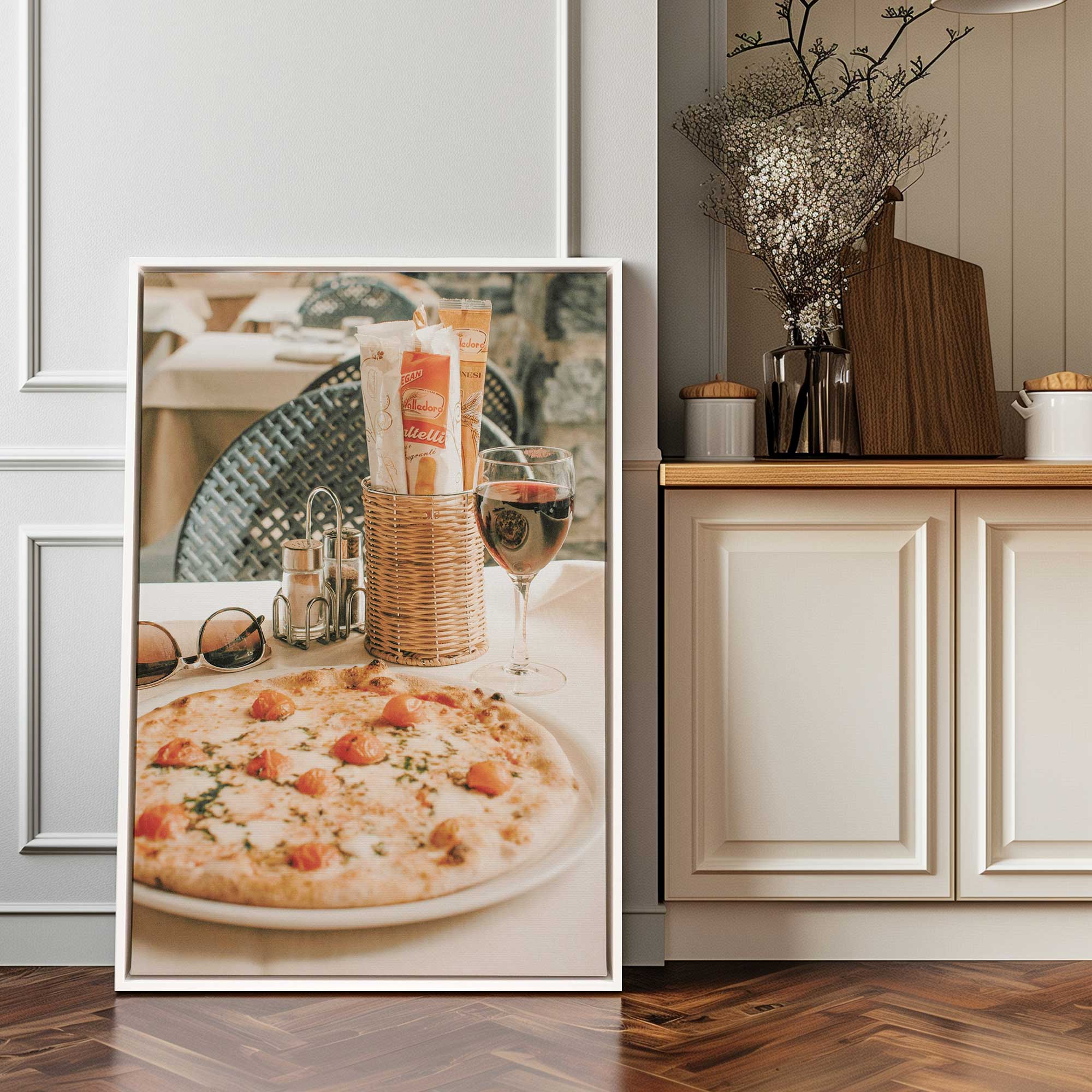 Italian Indulgence photograph art print leaning against the wall