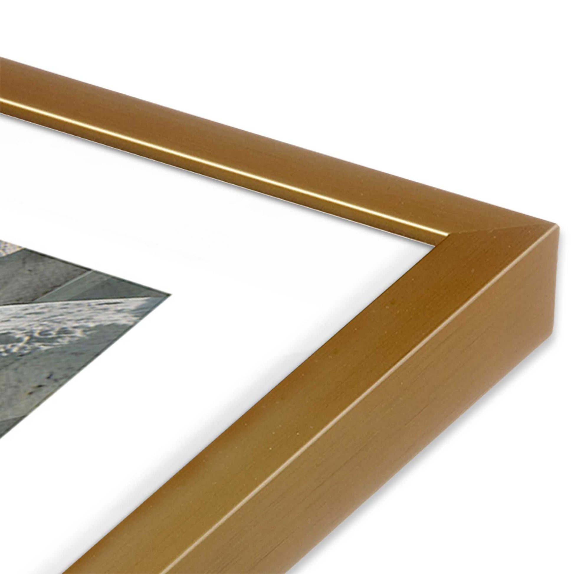 [Color:Polished Gold] Picture of art in a Polished Gold frame at an angle