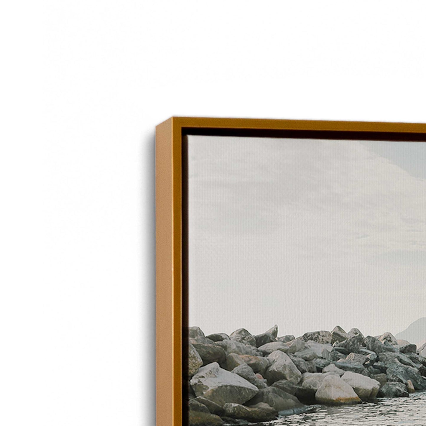 [Color:Polished Gold] Picture of art in a Polished Gold frame at an angle