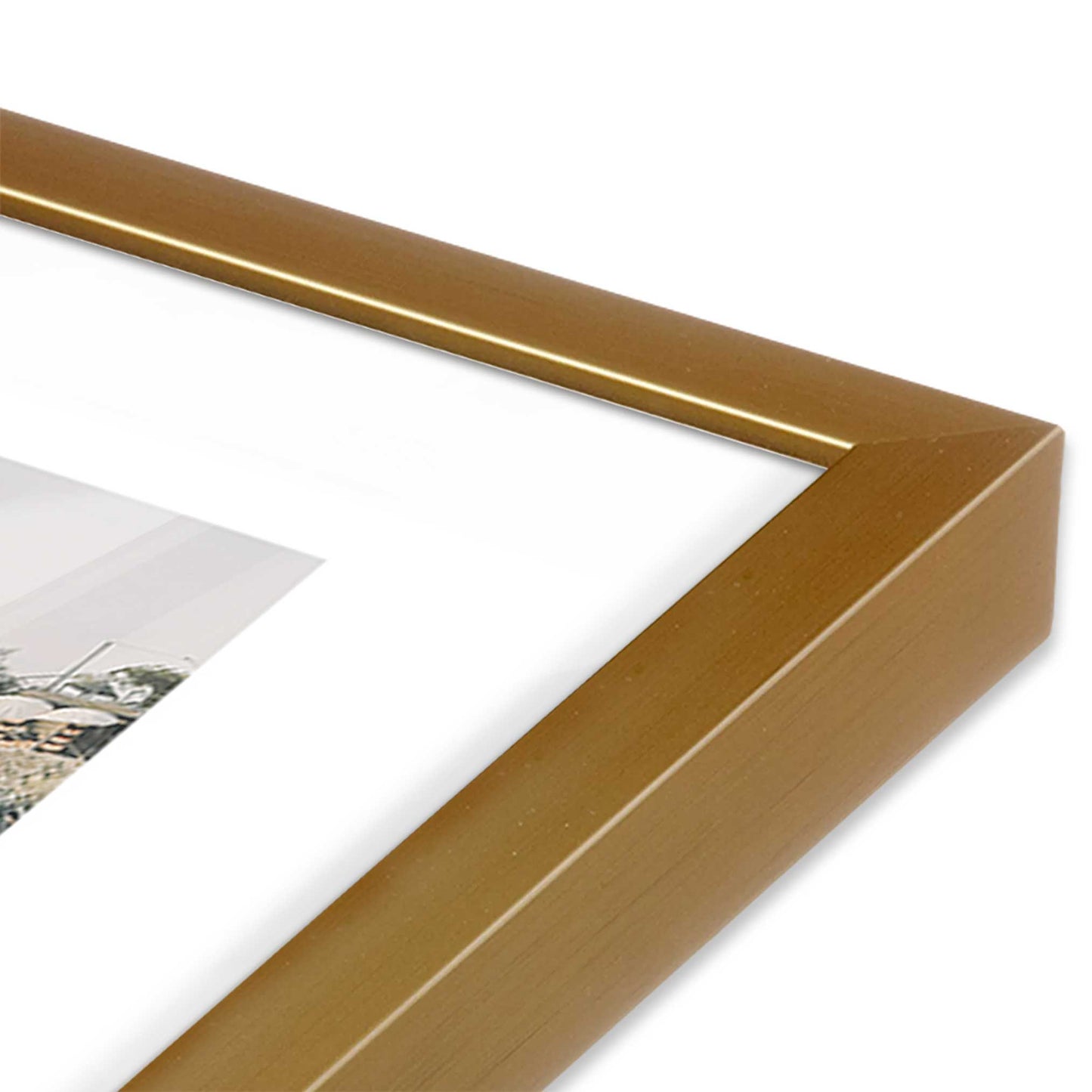 [Color:Polished Gold] Picture of art in a Polished Gold frame at an angle