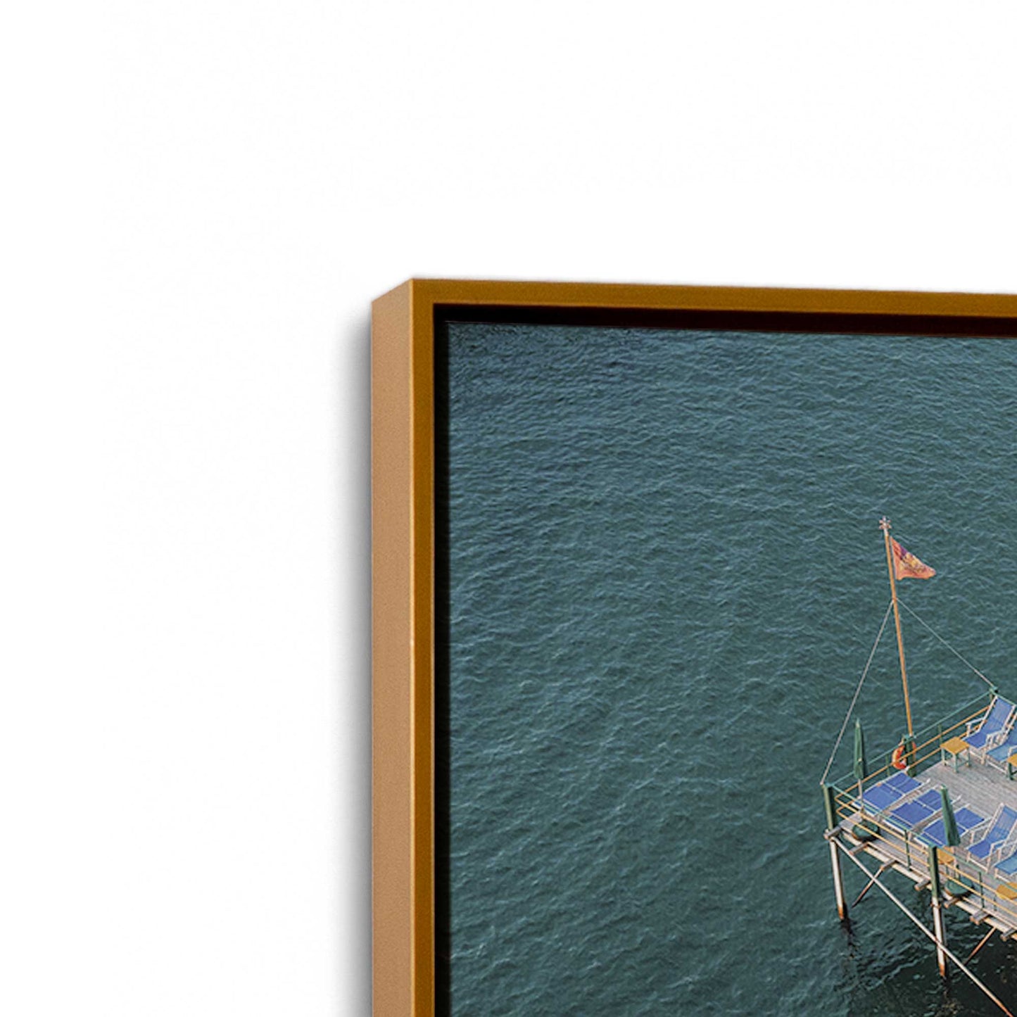 [Color:Polished Gold] Picture of art in a Polished Gold frame at an angle