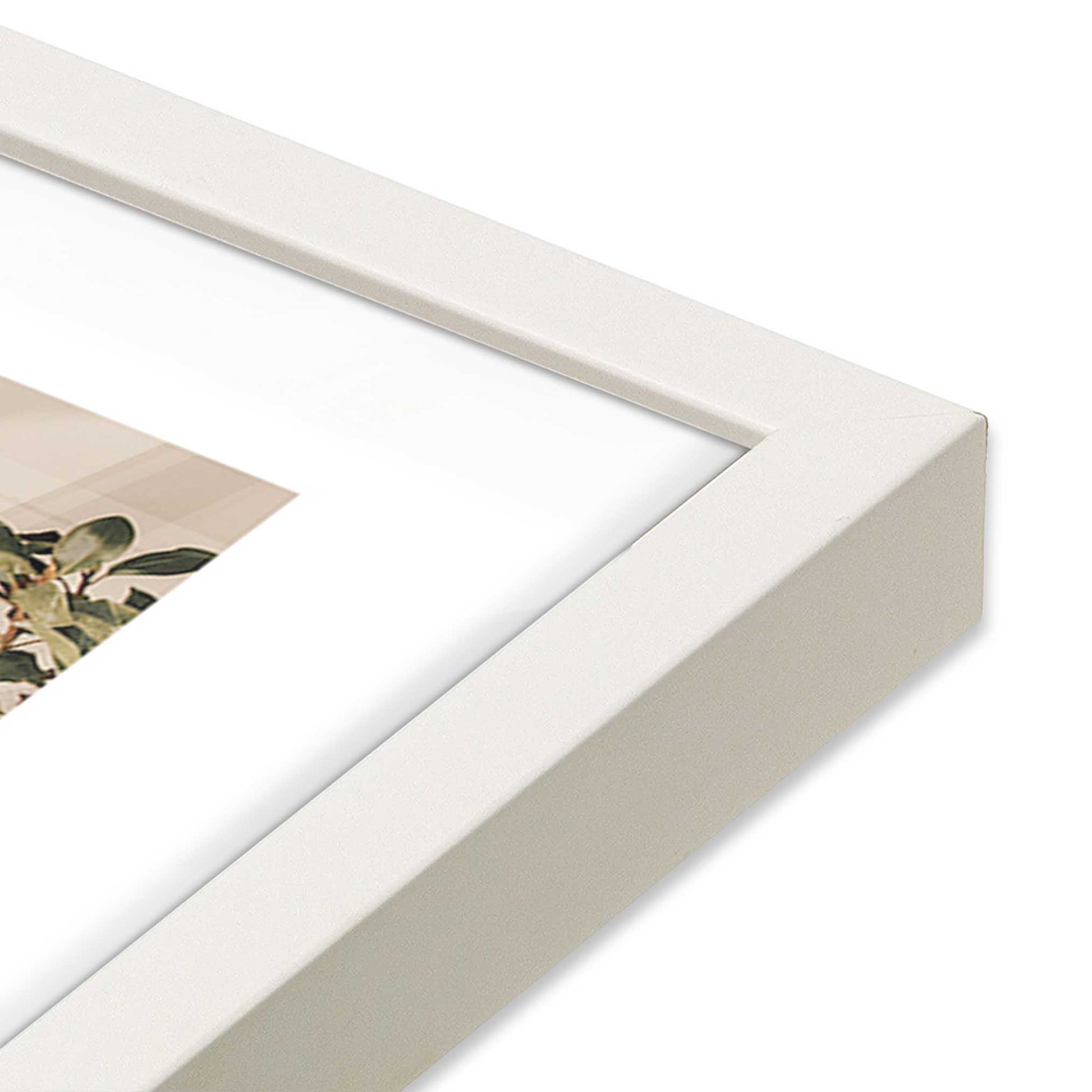 [Color:Opaque White] Picture of art in a Opaque White frame at an angle