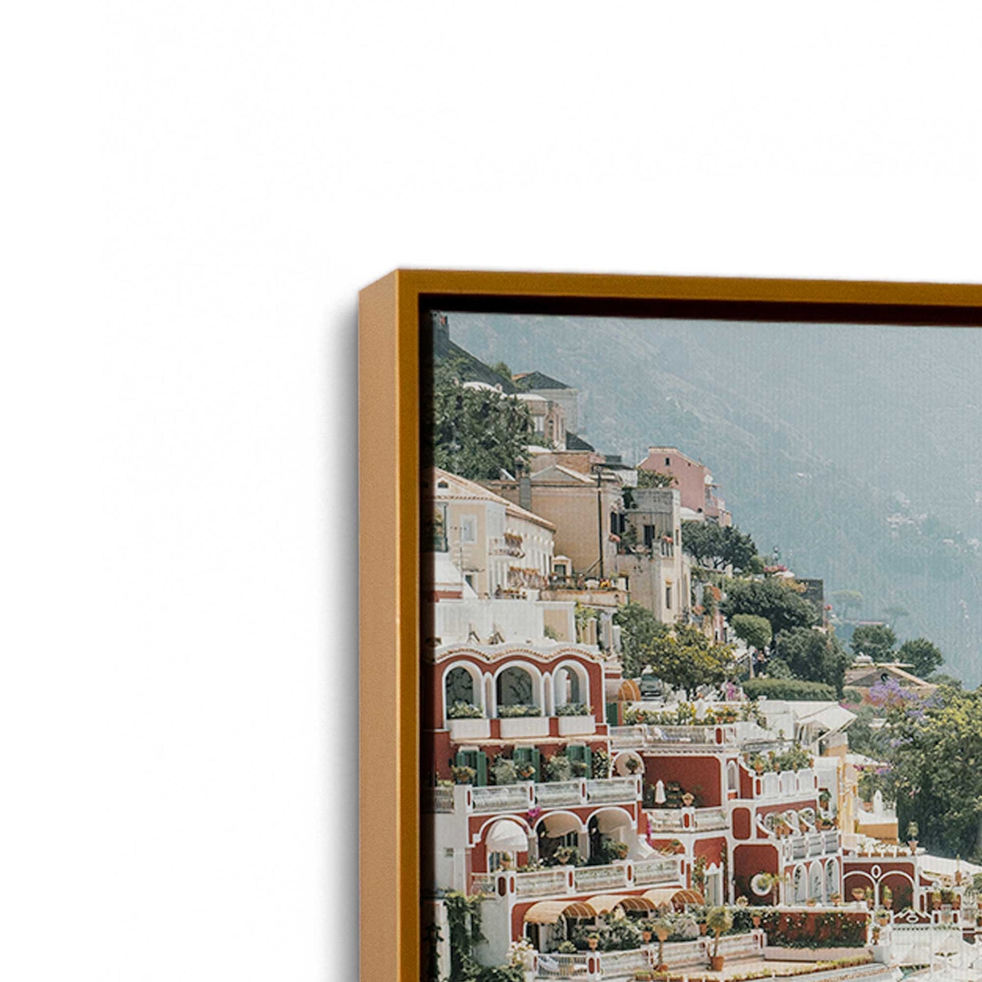 [Color:Polished Gold] Picture of art in a Polished Gold frame at an angle