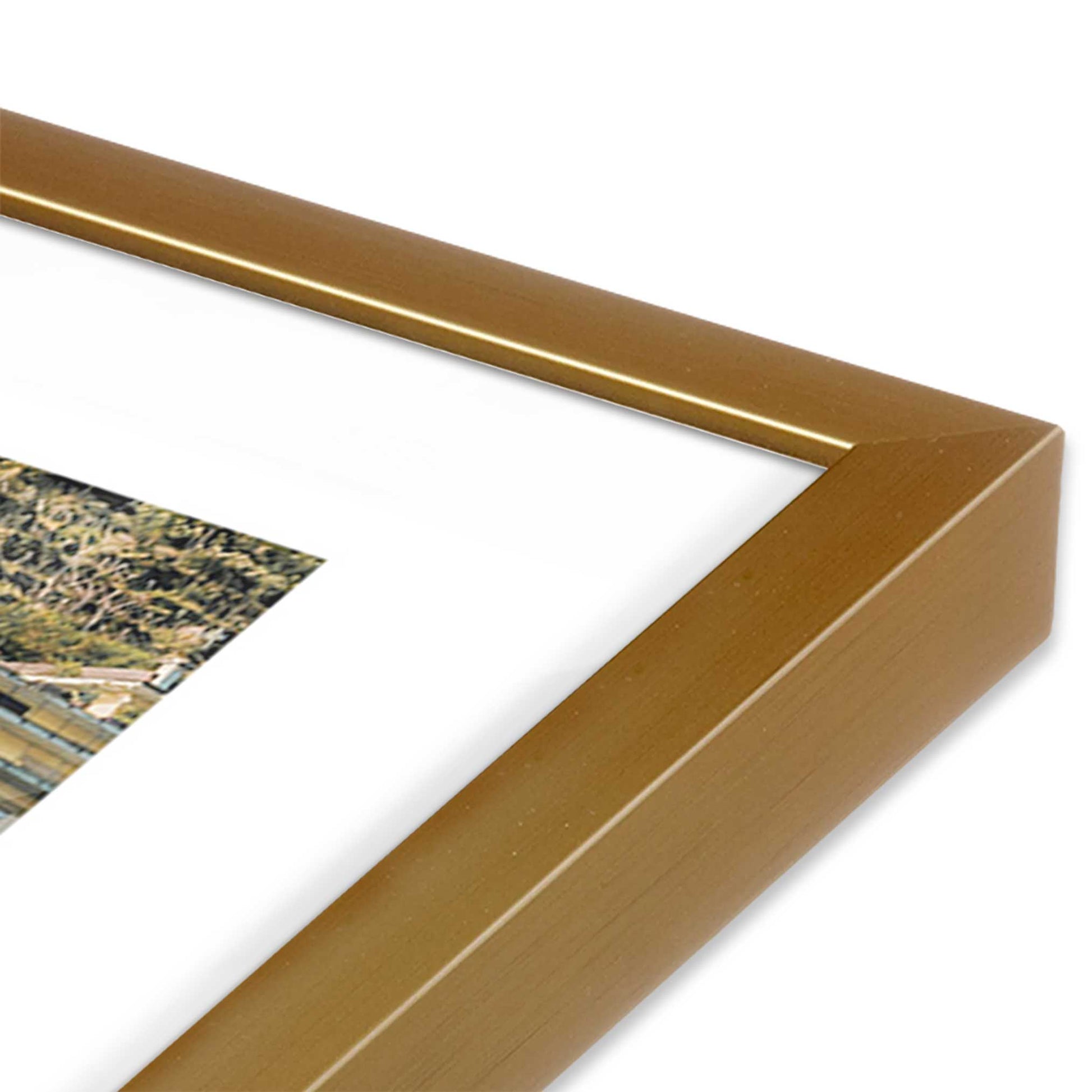 [Color:Polished Gold] Picture of art in a Polished Gold frame at an angle