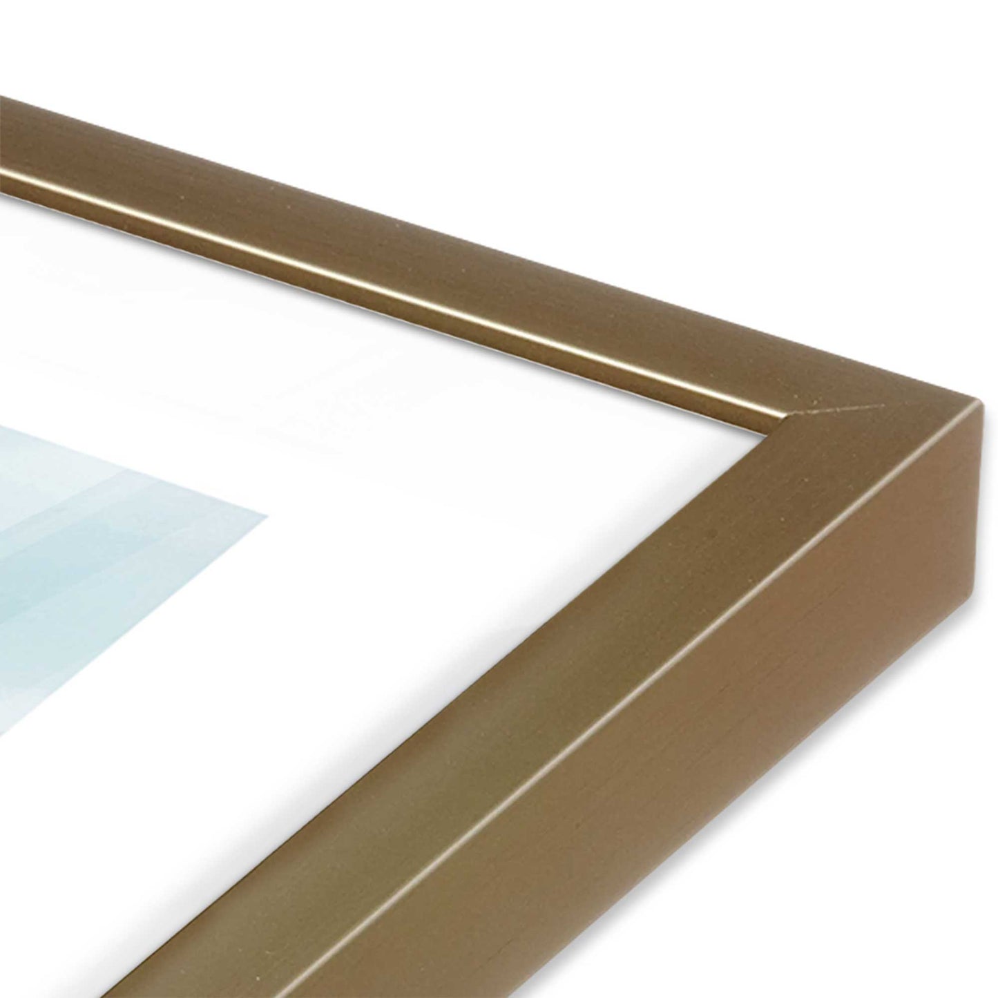 [Color:Brushed Gold] Picture of art in a Brushed Gold frame at an angle