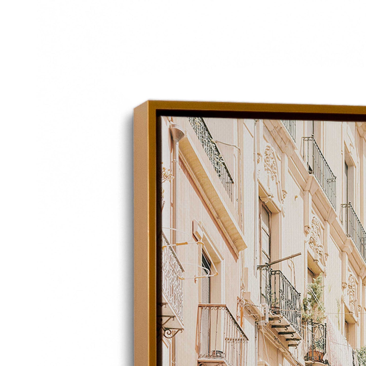 [Color:Polished Gold] Picture of art in a Polished Gold frame at an angle