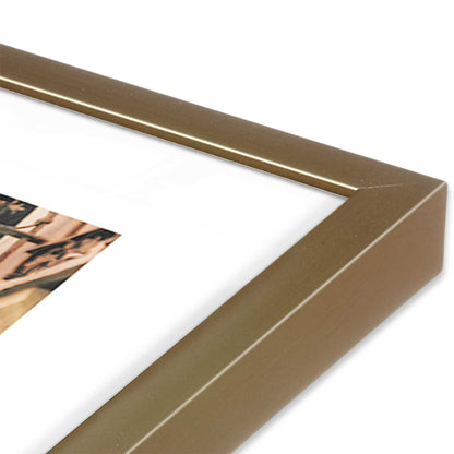 [Color:Brushed Gold] Picture of art in a Brushed Gold frame at an angle