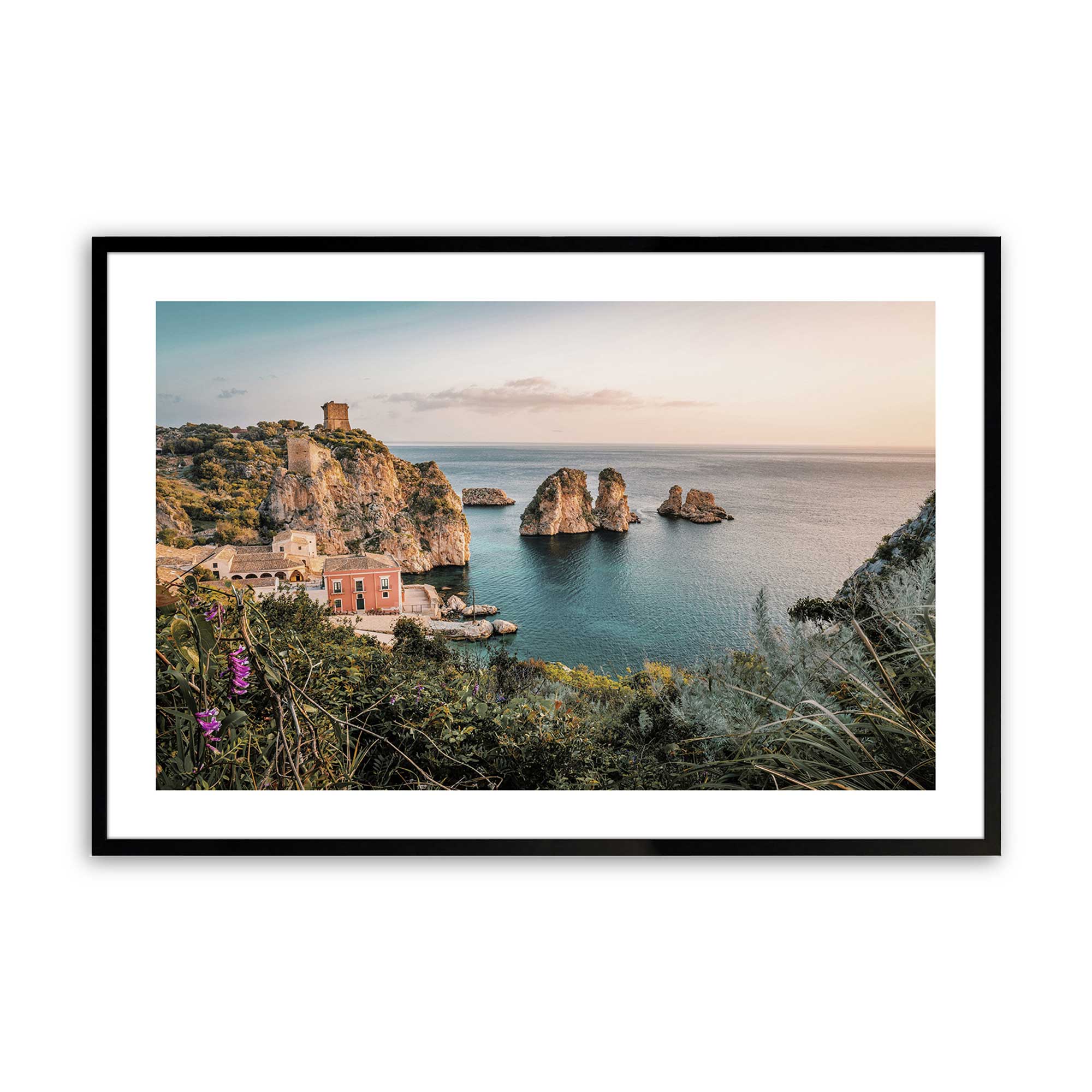 coastal grandure print in a black frame