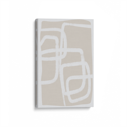 Greige Simple Abstract Line Drawing on Canvas, Set of 2