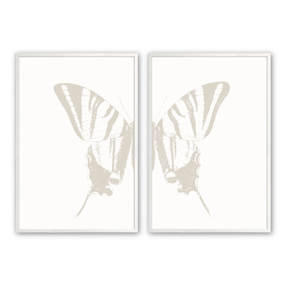 [color:Opaque White], Butterflies, Set of 2 Framed Print in an opaque white frame