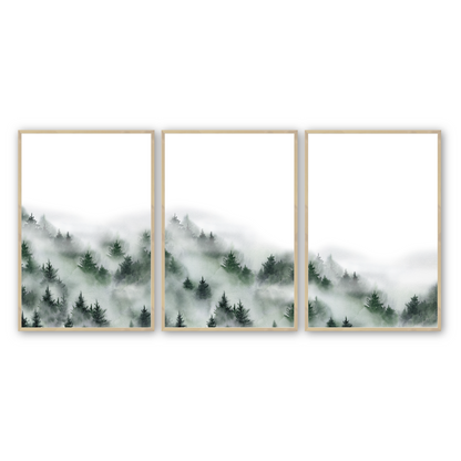 [color:Raw Maple], Picture of a set of 3 prints in raw maple frame