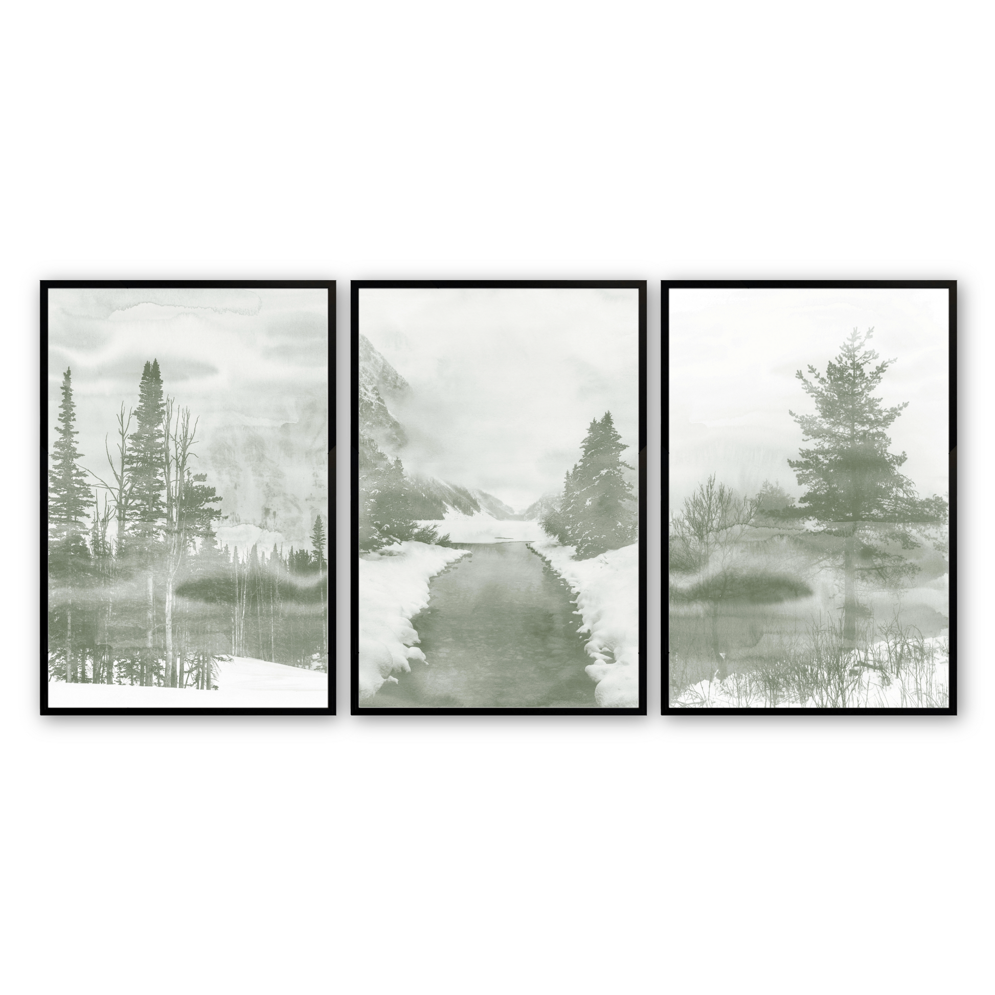 [color:Satin Black], Picture set of 3 prints in black frames